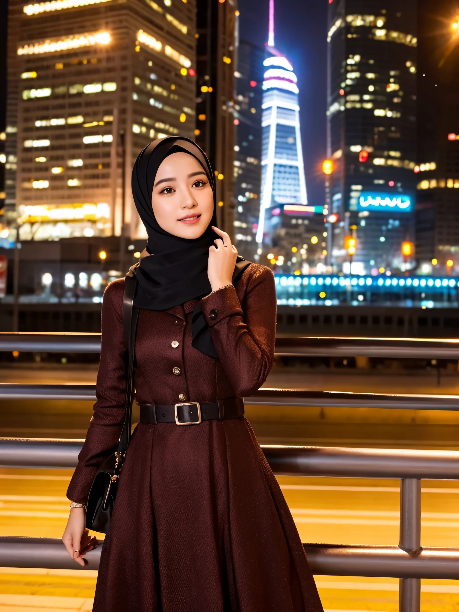 hijab, dress, Tokyo tower