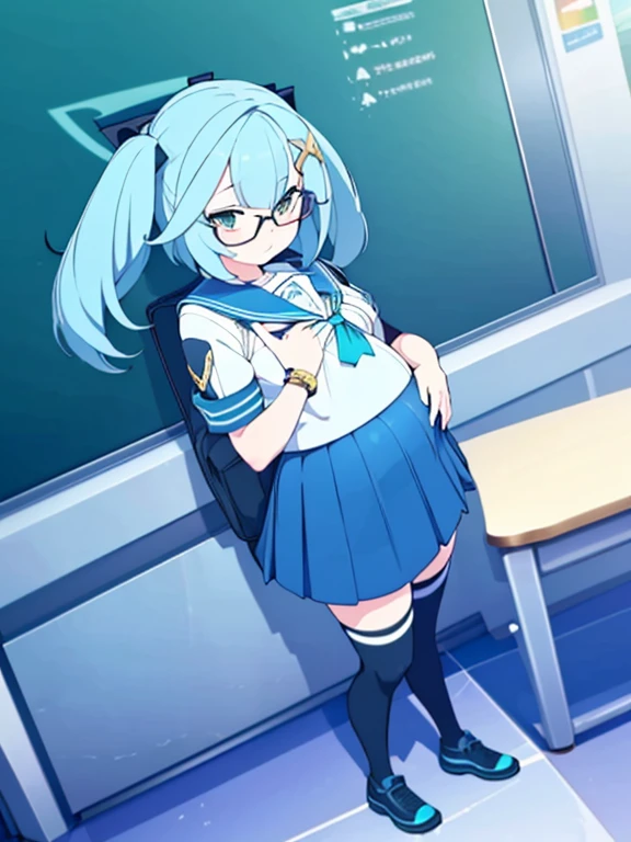 Strushush、Long、student clothes、a black skirt、bangss、pleatedskirt、White cardigan、long-sleeve、a bow tie、lowfers、White shirt、a miniskirt、eye glasses、((short stature、Blue-haired、toddlers))「Oopsy Playground Equipment」The playground equipment called、It was like a huge breast.。Its shape is、Draw soft, rounded curves、Painted in flesh color、Even the nipple-like protrusion was reproduced