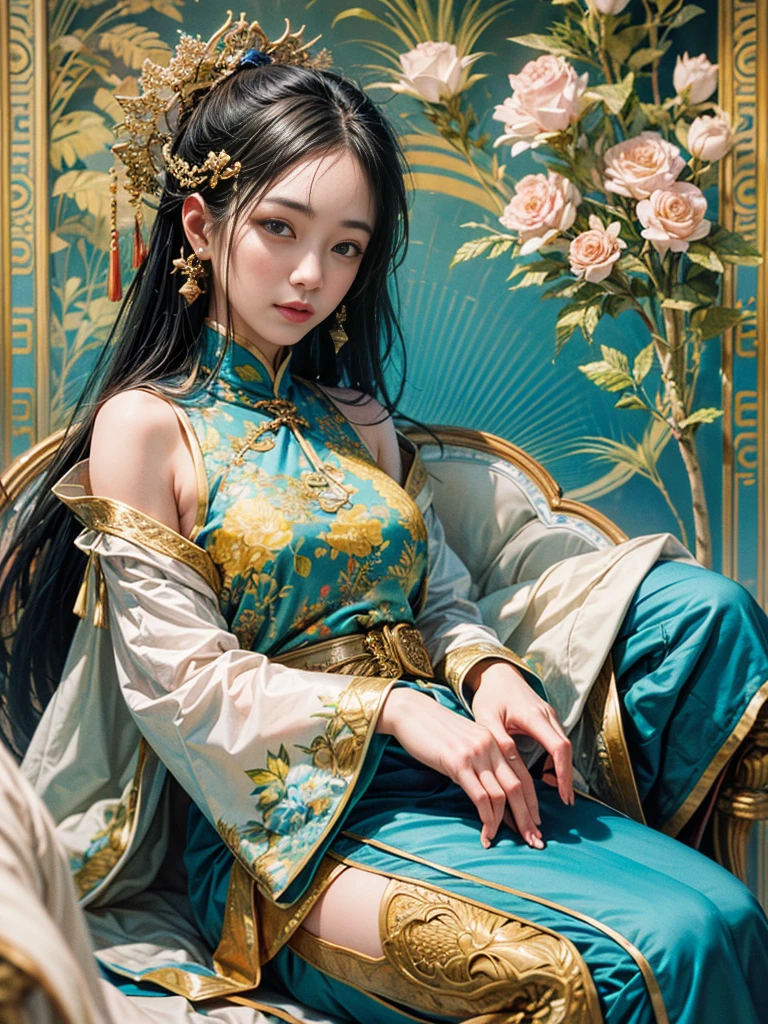 An imaginative and vivid depiction of the female figure,Think of it as your dream lover and life-long partner,Integrating the softness of traditional Chinese women with the role of modern Chinese housewives。This artistic expression highlights her nurturing and caring nature,It also shows her elegance and elegance。She is depicted with delicate features and warmth、seductiveexpression。Her outfit is a stylish fusion of tradition and modernity,reflects the duality of her character。she is depicted in a comfortable、in a modern environment,embodies a loving、The Essence of a Dedicated Companion and Homemaker。The background contains comfortable living space elements,Symbolizes stability and warmth。The overall style combines realism with fantasy,Capturing a dreamy contemporary aesthetic。 (floral watercolor painting:1.3),(Super high saturation, bright and vivid colors:1.3)