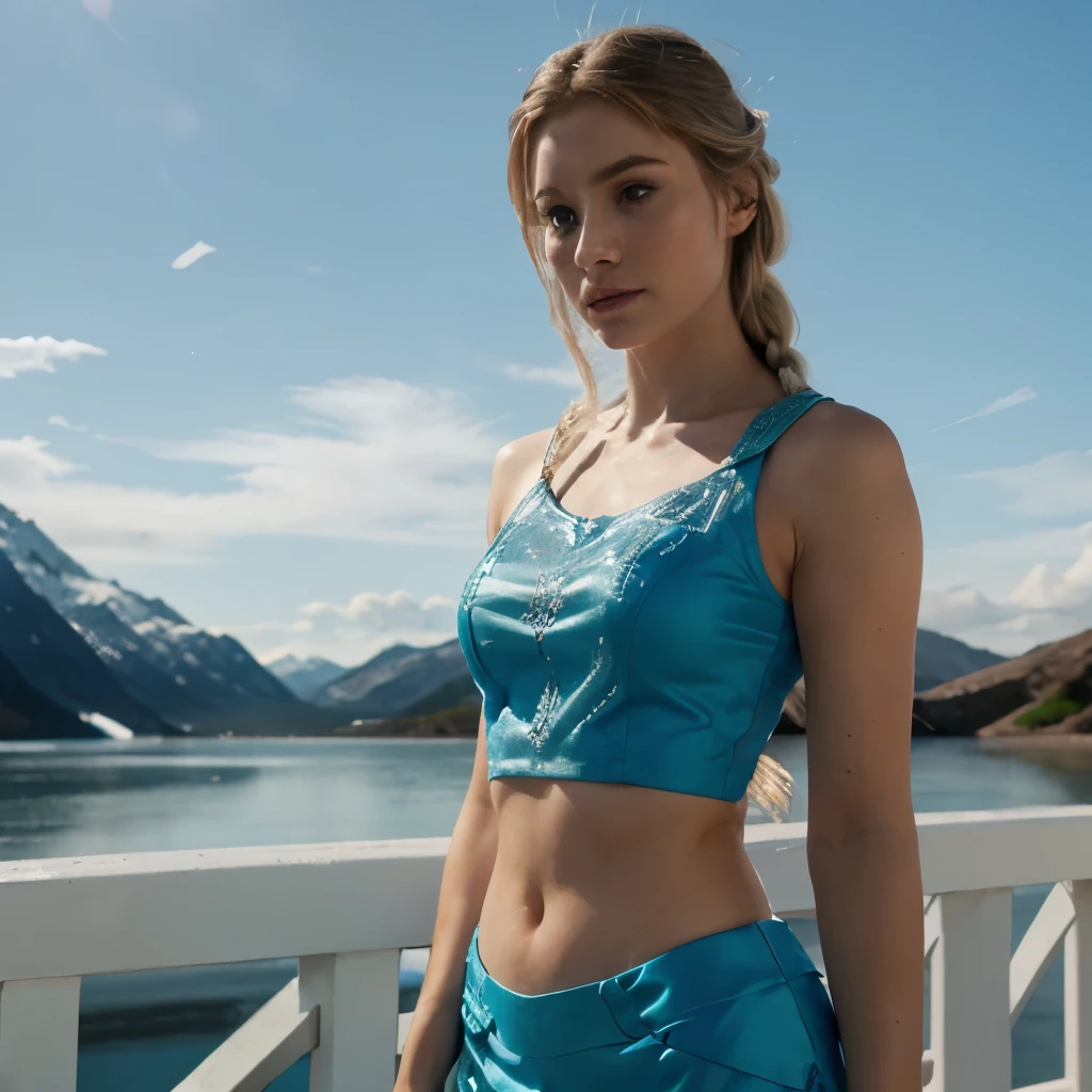 Elsa, Frozen, Disney, Pirincess, 8k,ultrarealistic, crop top, Ice, 8k,