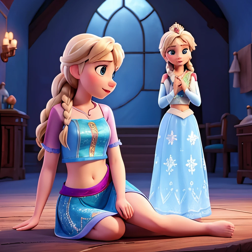 Anna, Frozen, Disney, Pirincess, 8k,ultrarealistic, crop top, barefoot, 