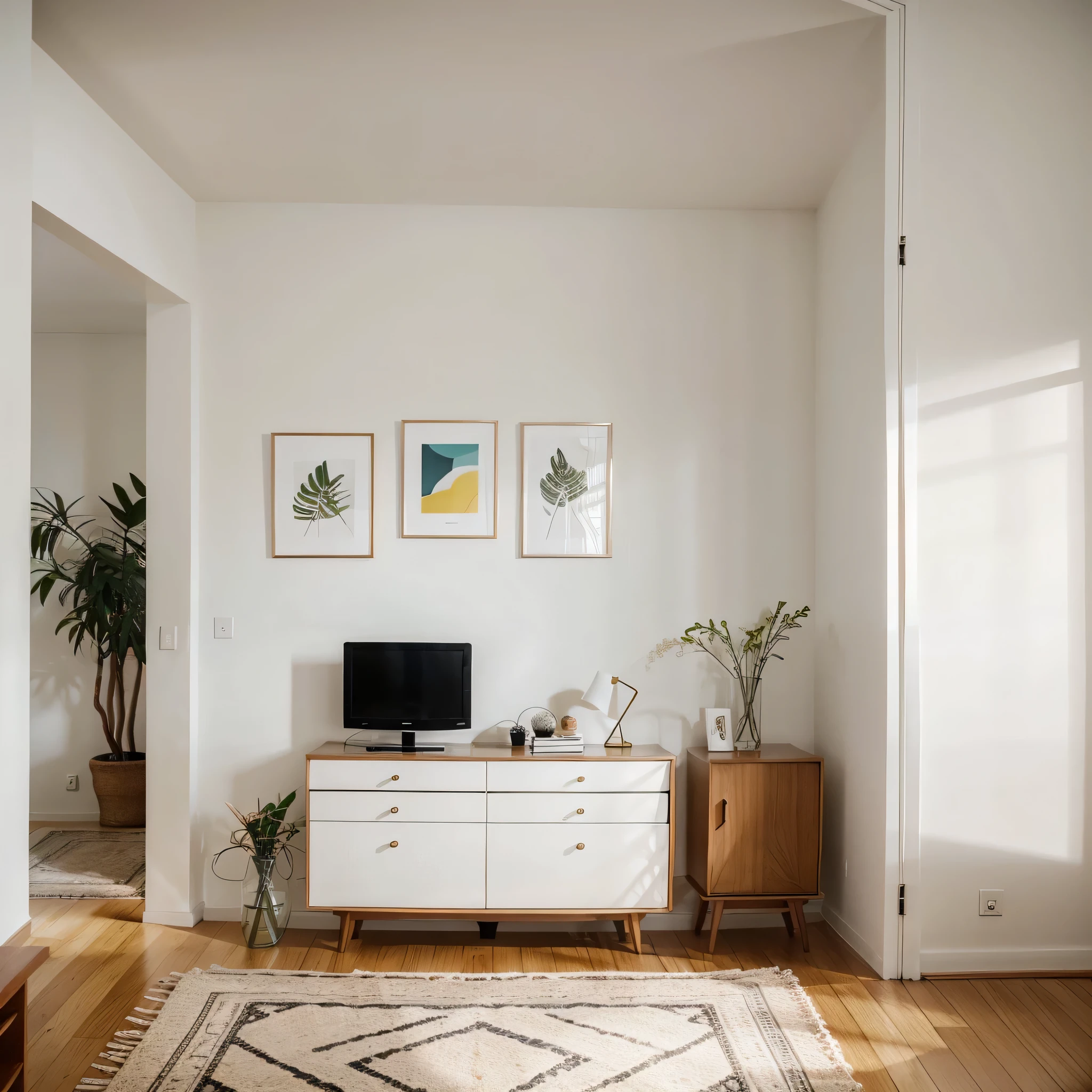 interior design in contemporary style, com linhas limpas, Esquema de cores, and tidy space. Rooms can be decorated with stylish and functional furniture, simple decoration, e um sentimento geral de boas-vindas. Use cor neutra ou exemplo, Branco, portanto, Ou o cinza pode criar uma atmosfera calma e moderna, Emphasis on open space and natural light.