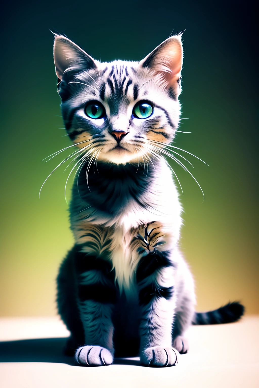 A cute cyborg kitten made out of metal, with intricate details and hyperdetailed wire tail, creating a mesmerizing visual experience. The HDR effect adds depth and vibrancy to the image, while the cinematic shot and centered composition give it a captivating allure. The vignette effect further enhances the focus on the adorable feline, making it the undeniable star of the picture.