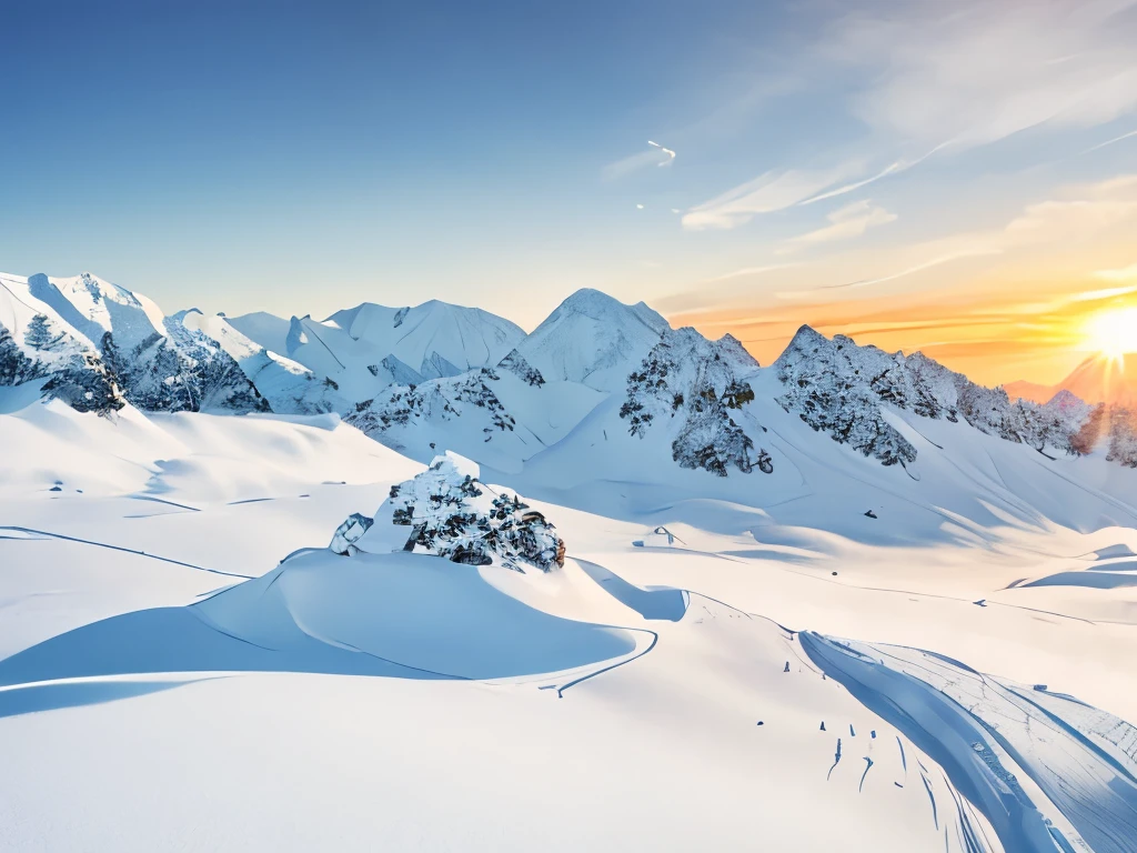 Mysterious, event, snow, mountains, early morning, sunrise