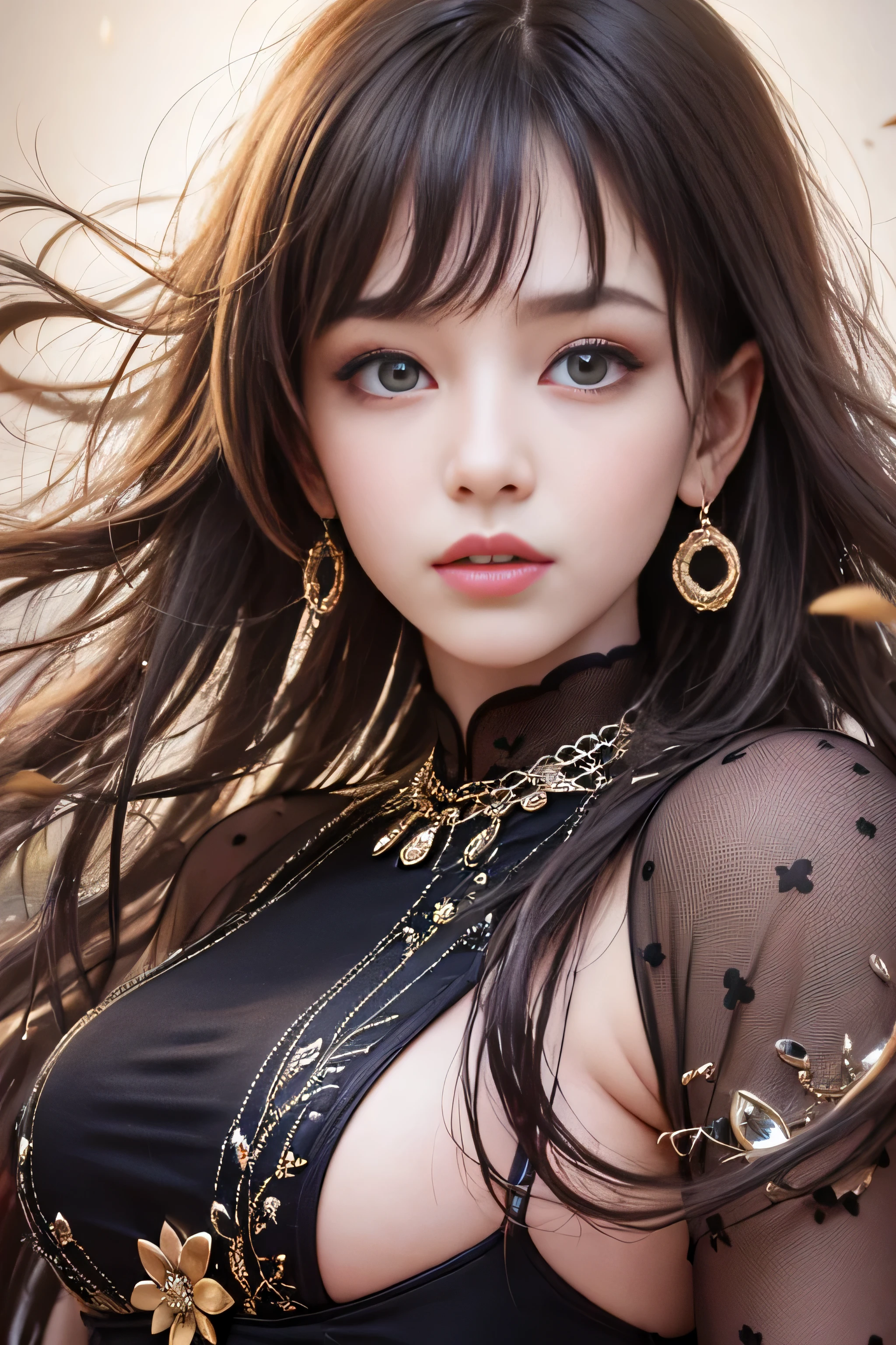 1 girl, light brown hair, bangs, long hair, floating hair, straight hair, big hair, aqua eye, 瞳孔がshine, long eyelashes, compensate, smile, surrealism, Expressionism, modern art, hyper realism, verism, chiaroscuro, shine, silhouette, Backlight, first person perspective, wide angle, f/1.8, 135mm, canon, Lens flare, UHD, retina, masterpiece, Accurate, anatomically correct, rough skin, Super detailed, advanced details, high quality, 最high quality, High resolution, 1080P, HD, 4K, 8K,(Girl On Stage),(off shoulder light blue tank top)long legs、(White flared mini skirt)(white high heels)、(Dancing and singing),(dance pose)、
