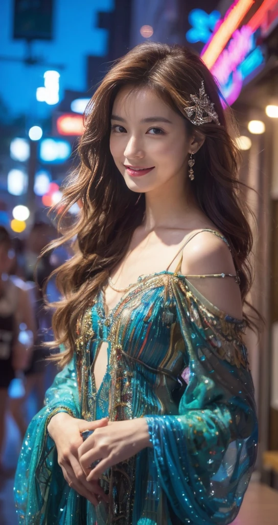 (on the table, best quality, realistically, Super detailed, meticulous, high resolution, 8k wallpaper), Close-up portrait of a beautiful woman, Chariada, smiling, light brown messy hair, Perfect dynamic composition, 美丽meticulous的眼睛, Just like the cover of a fashion magazine, on campus