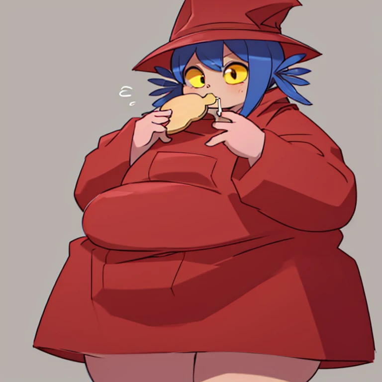 score_9, score_8_up, score_7_up, 1girl, cartoon, large breasts, hair bob, fat, short, adorable, shortstack, pointed ears, blue hair, green skin, blue eye shadow, blue lipstick black heels, huge ass, shy, underboob, camel toe, tube top, skirt
