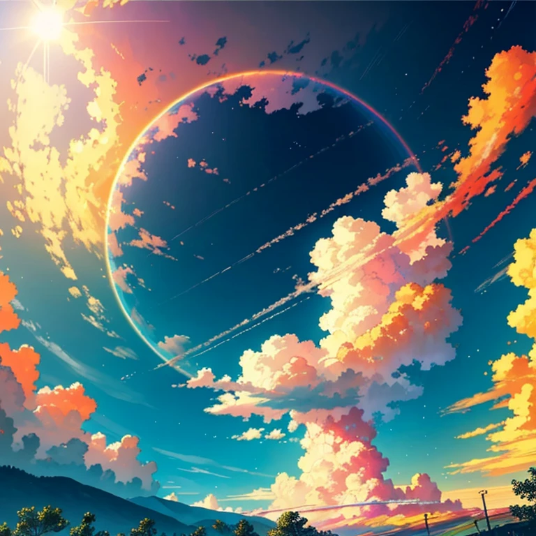 (best quality: 1.5), ultra-detailed: 1.4), (realistic: 1.5), (photorealistic: 1.6), (8k: 1.3), A breathtaking rainbow graces the sky, with each hue expertly rendered in exquisite detail. The best quality imagery captures every minute nuance, from the saturated reds to the gentle transition into the vibrant oranges, yellows, and greens. The blues of the sky are so realistically depicted, it's as if you could reach up and touch it. The sun's light filters through the raindrops, casting a pr