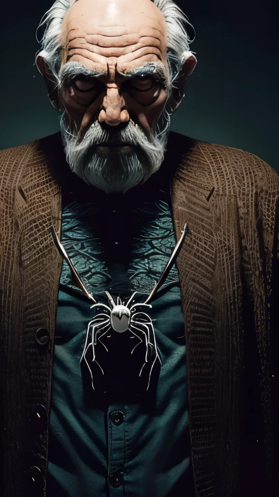 Make a Grandpa that is made up of spiders and is scary