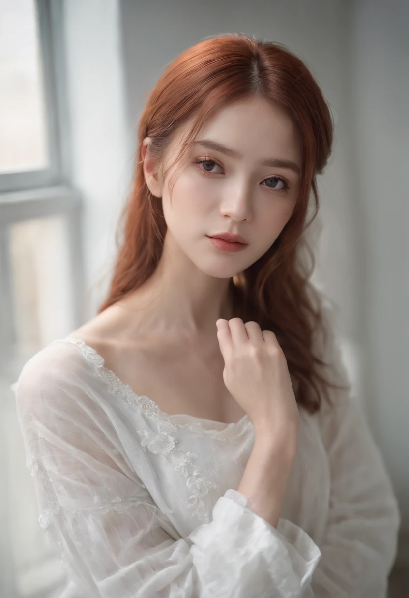 Angel, Red hair , beautiful girl,美しいRed hairの少女, (masterpiece, highest quality, High resolution:1.4), 1 girl, Angel, Texture of skin pores, red hair, HD , photograph, movie, movie的な, whole body, realistic, (8K, RAWphotograph, highest quality, masterpiece:1.2), (realistic, photo-realistic:1.33), highest quality, Detailed eyes are hazel, cute, adorable,Natural light, Depth of bounds written, film grain, wrinkled skin, sharp, detailed and realistic portrait of a woman ,(freckles:0.5) , outside, wearing a white T-shirt, stare at the camera, chapped lips, soft Natural light, ポートレートphotograph, 魔法のphotograph撮影, dramatic lighting, photorealism, super detailed, intimate portrait composition, Leica 50mm,white sarouel pants