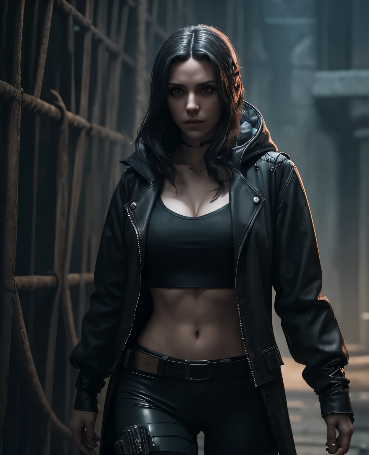 Spanish cyberpunk woman takes on Hogwarts character,masterpiece, best quality, lifelike, Cinema lighting, dark atmosphere, Volumetric lighting,