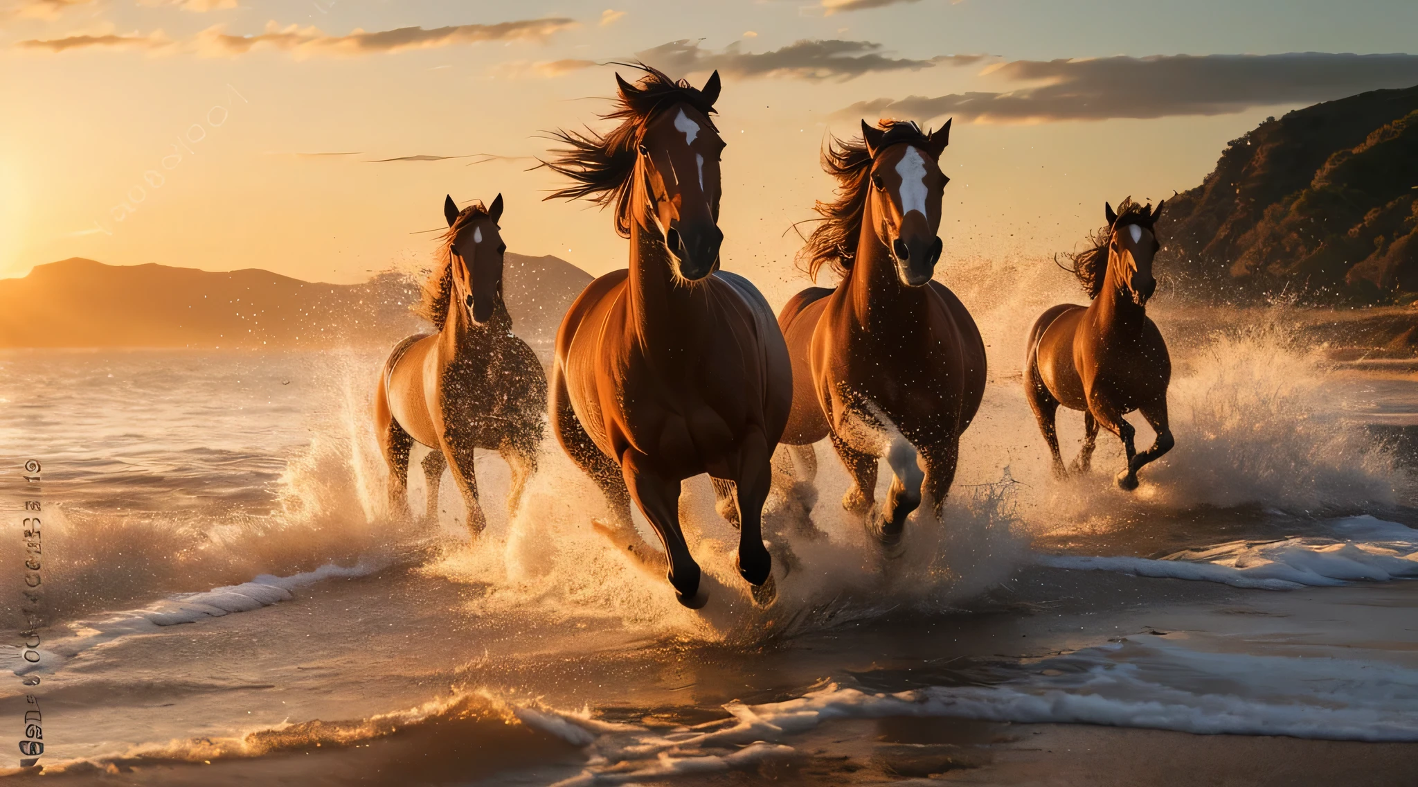 horses running through the water at sunset on a beach, horses in run, horses, 4 k 8 k, 4k 8k, 4 k / 8 k, 4k/8k, majestic horses, 4k/8, 8k 4k, 8 k 4 k, horse is running, best on adobe stock, photo 4 k, photo 4k