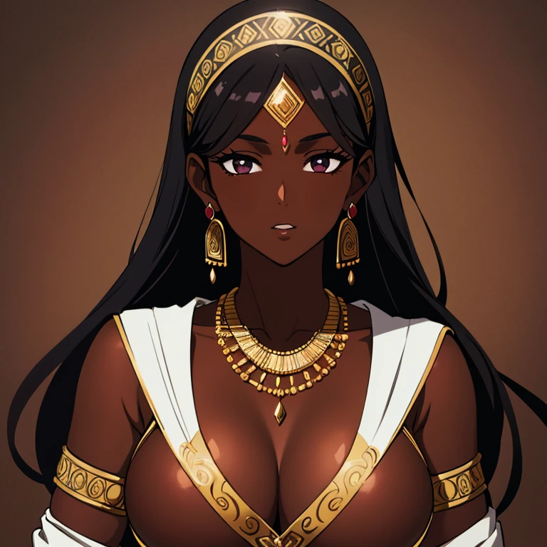 ultra quality,best quality,1woman, alone, dark-skinned woman, black hair, dark skin, big breasts, sexy, ancient costume, roman, portrait, jewelry, parted lips, dark eyes, earrings, looking at viewer, background Ancient Rome, huge breasts, small sample, sexy, olive skin, dark skin, holding breasts, wallpaper, goddess