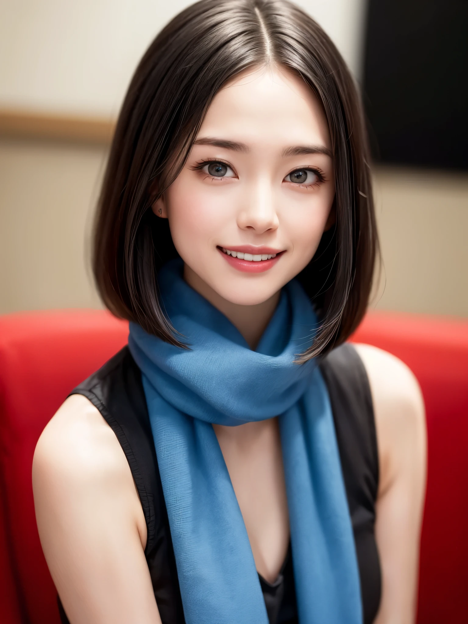 (table top, highest quality、High resolution:1.4、very attractive beauty、Adds intense highlights to the eyes、look closely at the camera:1.4、Beautiful woman full of charm、ideal body proportions、perfect anatomy、brunette short bob hair、shiny hair、bangs:1.4、光沢のあるbangs:1.4、lip gloss),1 girl, Report, light brown shiny hair, scarf,realistic, looking at the viewer、Please tilt your head slightly, bright colored crystal light blue eyes, short and shiny hair、 chest中央に穴の開いた白いタートルネックの衣装,chestの真ん中に丸い穴のあるセクシーな白いタートルネック ニット セーター、 lips, lip gloss, Upper body、Big eyes、eyelash、face is a little red、embarrassing)、((italian road in winter))、((short hair with Big eyess、Give students very powerful highlights、{Huge|big|Hugeな|mega} chest:1.6、very bigger chest、look at the audience、very beautiful beauty、show me your ears、long neck、smile、smile、Happy、beautiful teeth、口を開いてsmile、heart shaped eyes))、28 years old、very cute super model、