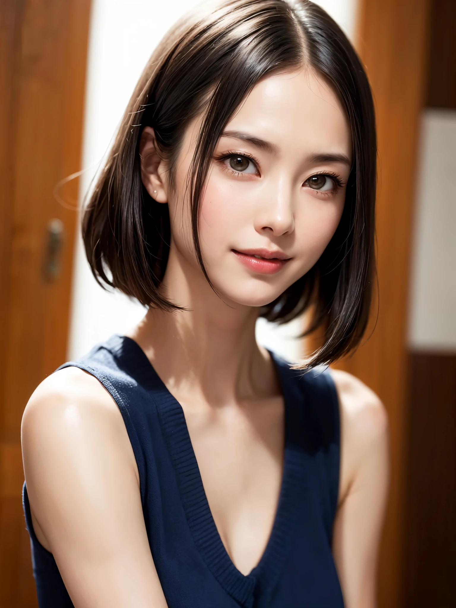 (table top, highest quality、High resolution:1.4、very attractive beauty、Adds intense highlights to the eyes、look closely at the camera:1.4、Beautiful woman full of charm、ideal body proportions、perfect ???????、brunette short bob hair、shiny hair、bangs:2、光沢のあるbangs:2、lip gloss),1 girl, Report, light brown shiny hair, scarf,realistic, looking at the viewer、Please tilt your head slightly, bright colored crystal light blue eyes, short and shiny hair、 chest中央に穴の開いた白いタートルネックの衣装,chestの真ん中に丸い穴のあるセクシーな白いタートルネック ニット セーター、 lips, lip gloss, Upper body、Big eyes、eyelash、face is a little red、embarrassing)、((italian road in winter))、((short hair with Big eyess、Give your students very powerful highlights、{Huge|big|Hugeな|mega} chest:1.6、very bigger chest、look at the audience、very beautiful beauty、show me your ears、long neck、smile、smile、Happy、beautiful teeth、口を開いてsmile、heart shaped eyes))、28 years old、very cute super model、