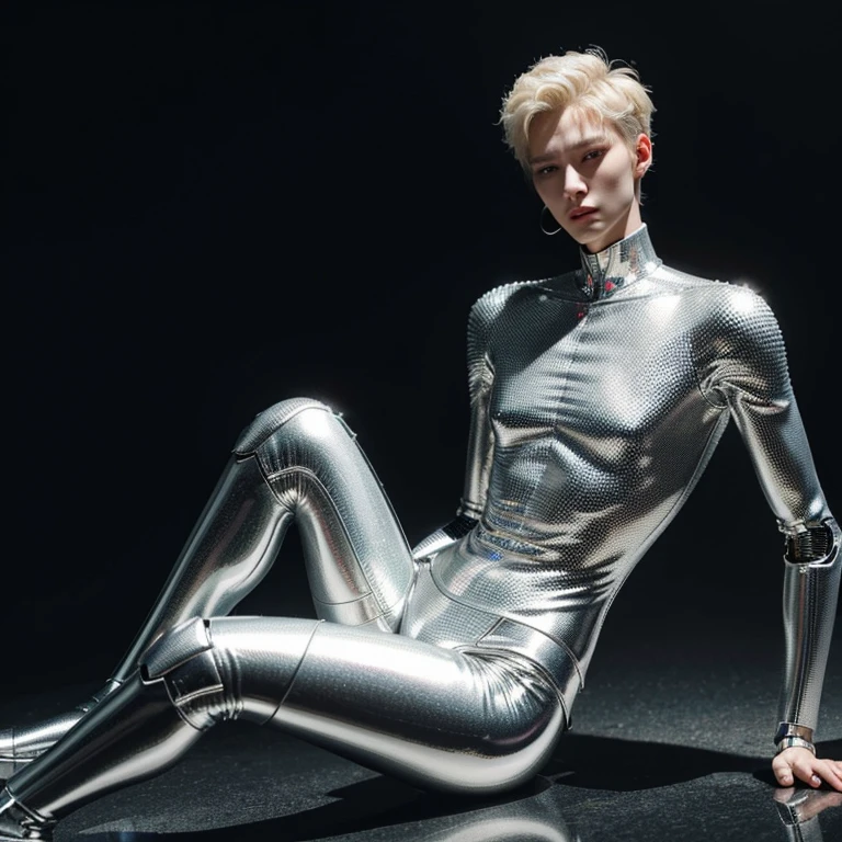 (((best quality, 4k))), (androgynous male robot emperor, his precious testicles are made of glass, very vulnerable and very fragile, which is critical weakness of his otherwise ideal design, you can end his reign easily)