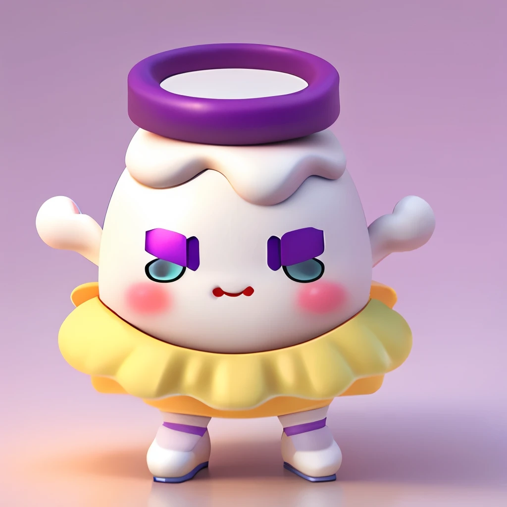 3d modeling c4d rendering ultra light clay material blind box figure style Morandi color matching color clean fine lines ultra clear rendering transition naturally has a cartoon，There&#39;s a purple cupcake on top, Ridiculous swinging spots on skirt, Humpty Dumpty in the shape of an egg, cute characters, Character covered in liquid, Cute and funny ghost, The material is!!! Plum!!!, Pale young ghost girl, Covered in a white-purple cape, Cute monster character design, Japanese mascot, Full body purple and white cloak