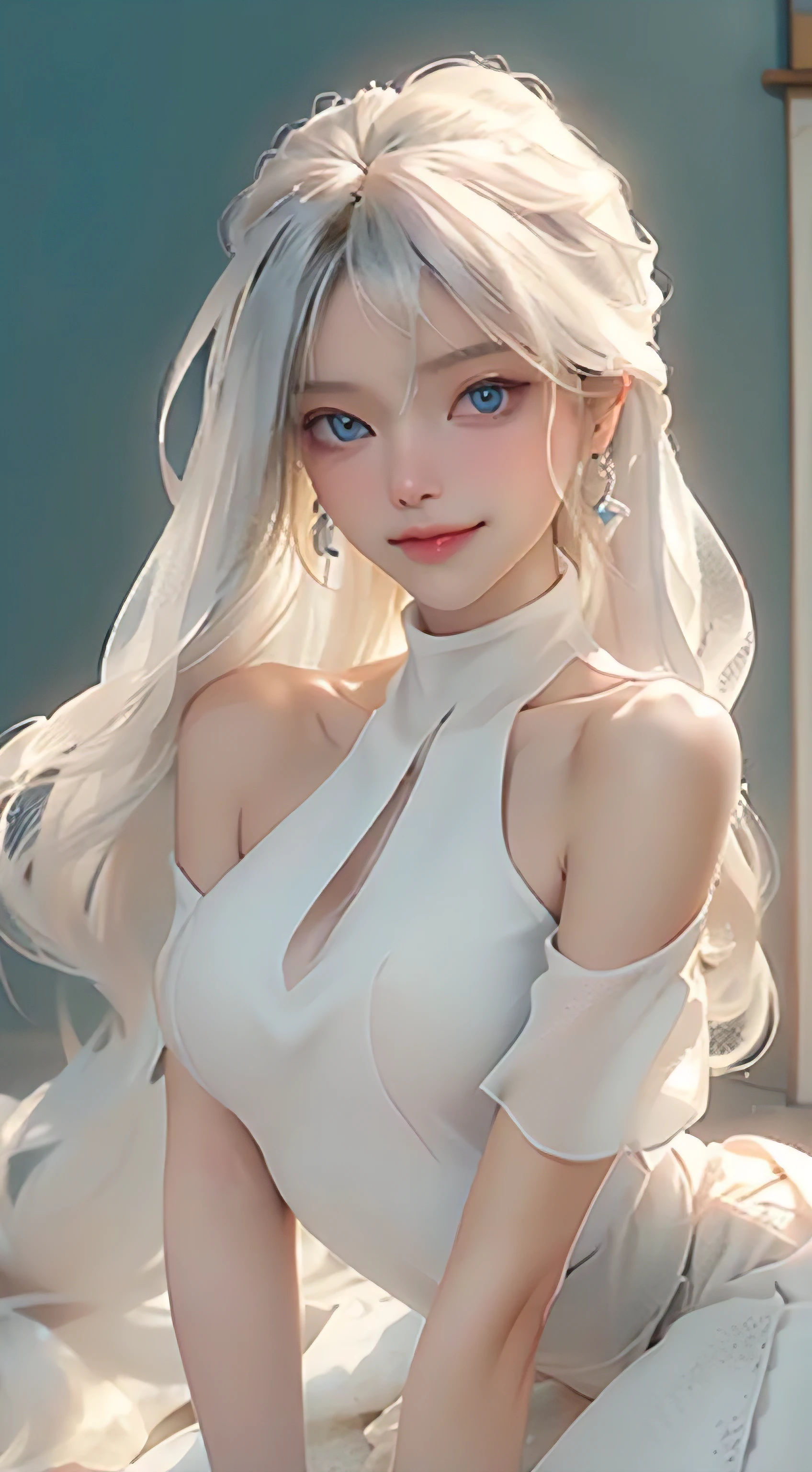 masutepiece, Superb Piece, Daytime, Indoor, Falling flowers, White Dress, 1 girl, A perfect woman, Woman with silver and white long hair, gray blue eyes, pale pink lips, Cold, Serious, Bang, Purple eyes, Naked, All Nude,black closing line, Delicate face, Exquisiteface, Standing Bow, Happiness knot, Smile,Men and women having sex, Hands behind the head,Open your crotch,sleep,urinate,soaked body,bathe in white foam,Touching the,Grab your chest,oral,Bukkake,Sex between men and women,