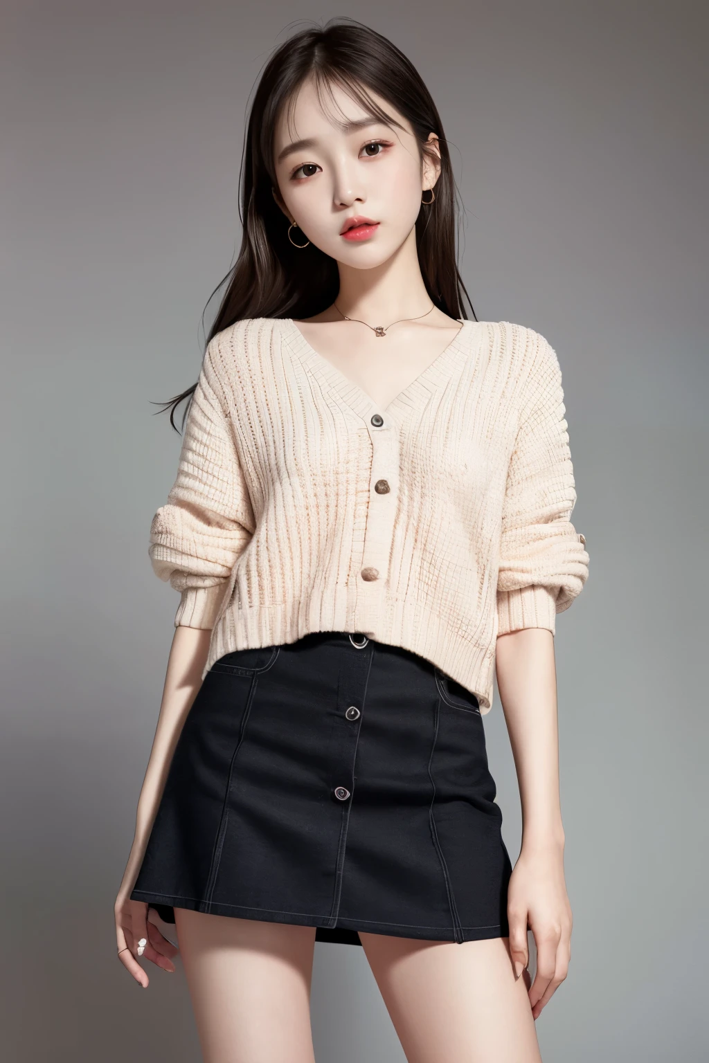 1 girl、mini skirt、(muste piece: 1.1), (best quality: 1.1)、(highly detailed skin), (best quality:1.0), (ultra high resolution:1.0) ,(realistic photo:1.0), (Super detailed:1.0), (8K, Raw photo:1.1),