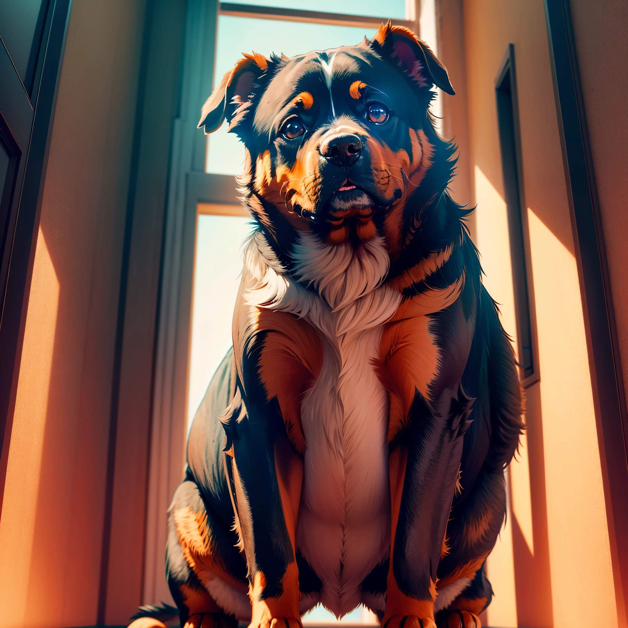 (Rottweiler Dog, perfil ),(melhor pose),(best angle), (better expression), Eduardo Kobra acolchoamento ,multidimensional geometric wall PORTRAIT, arte, Chibi, Yang08k, lindo, Colouring, Primary works, qualidade superior, melhor qualidade, Arte Oficial, Beautiful and Aesthetic, pelos coloridos, Masterpiece ultra UnrealEngine5 deep path equirectangular_360 global luminescence saturate volumetric Cinematic_Sunlight lightning_contrast perfect composition meticulously intricate ultra_high-details ultra_high-quality max ultra_high-def ultra_photo-realistic optimal ultra_high-res cgi vfx sfx accurate reflex vivid color-coded improved Octane-rendered UHD XT3 DSLR HDR romm rgb pbr 3dcg fxaa blay enhanced fkaa txaa rtx ssao opengl-shader glsl-shader post-processing post-production cell-shading tone-mapping shadow analogique ultra_sharpness focus symmetrical varied multi etc. --s 1000 --c 20 --q 20 --chaos 100