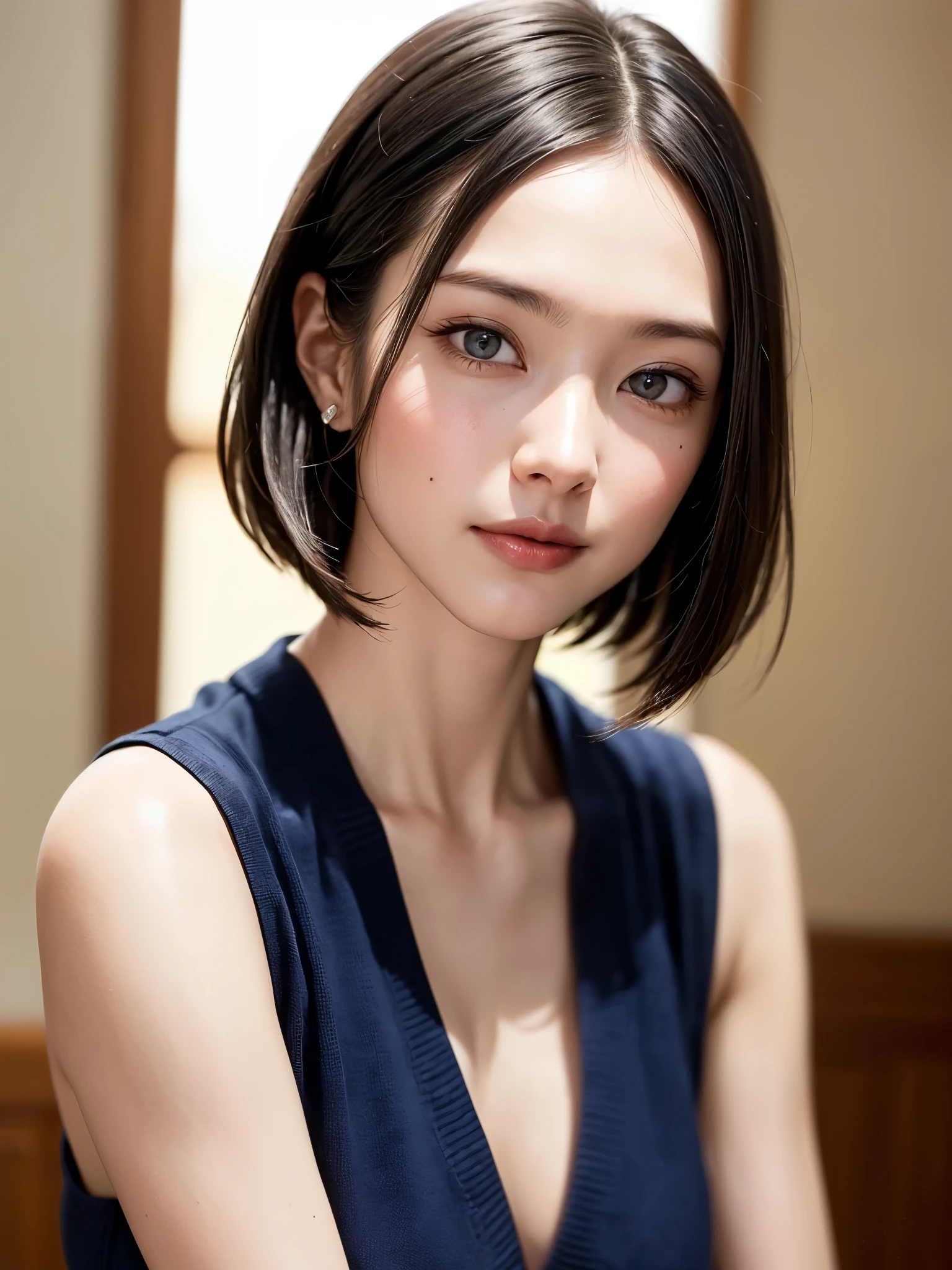 (table top, highest quality、High resolution:1.4、very attractive beauty、Adds intense highlights to the eyes、look closely at the camera:1.4、Beautiful woman full of charm、ideal body proportions、perfect anatomy、brunette short bob hair、shiny hair、bangs:2、光沢のあるbangs:2、lip gloss),1 girl, Report, light brown shiny hair, scarf,realistic, looking at the viewer、Please tilt your head slightly, bright colored crystal light blue eyes, short and shiny hair、 chest中央に穴の開いた白いタートルネックの衣装,chestの真ん中に丸い穴のあるセクシーな白いタートルネック ニット セーター、 lips, lip gloss, Upper body、Big eyes、eyelash、face is a little red、embarrassing)、((italian road in winter))、((short hair with Big eyess、Give your students very powerful highlights、{Huge|big|Hugeな|mega} chest:1.6、very bigger chest、look at the audience、very beautiful beauty、show me your ears、long neck、smile、smile、Happy、beautiful teeth、口を開いてsmile、heart shaped eyes))、28 years old、very cute super model、