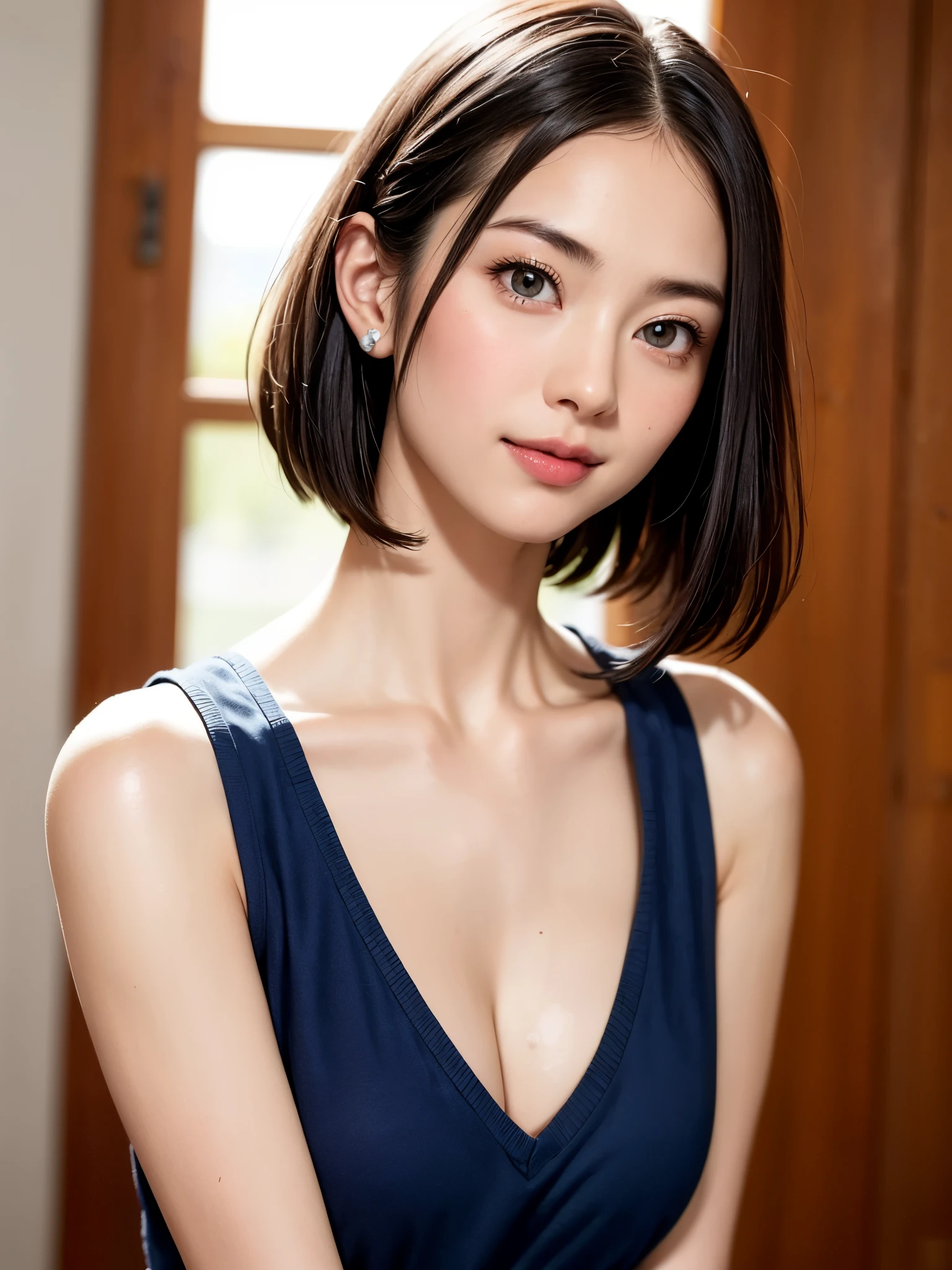 (table top, highest quality、High resolution:1.4、very attractive beauty、Adds intense highlights to the eyes、look closely at the camera:1.4、Beautiful woman full of charm、ideal body proportions、perfect anatomy、brunette short bob hair、shiny hair、bangs:2、光沢のあるbangs:2、lip gloss),1 girl, Report, light brown shiny hair, scarf,realistic, looking at the viewer、Please tilt your head slightly, bright colored crystal light blue eyes, short and shiny hair、 chest中央に穴の開いた白いタートルネックの衣装,chestの真ん中に丸い穴のあるセクシーな白いタートルネック ニット セーター、 lips, lip gloss, Upper body、Big eyes、eyelash、face is a little red、embarrassing)、((italian road in winter))、((short hair with Big eyess、Give your students very powerful highlights、{Huge|big|Hugeな|mega} chest:1.6、very bigger chest、look at the audience、very beautiful beauty、show me your ears、long neck、smile、smile、Happy、beautiful teeth、口を開いてsmile、heart shaped eyes))、28 years old、very cute super model、