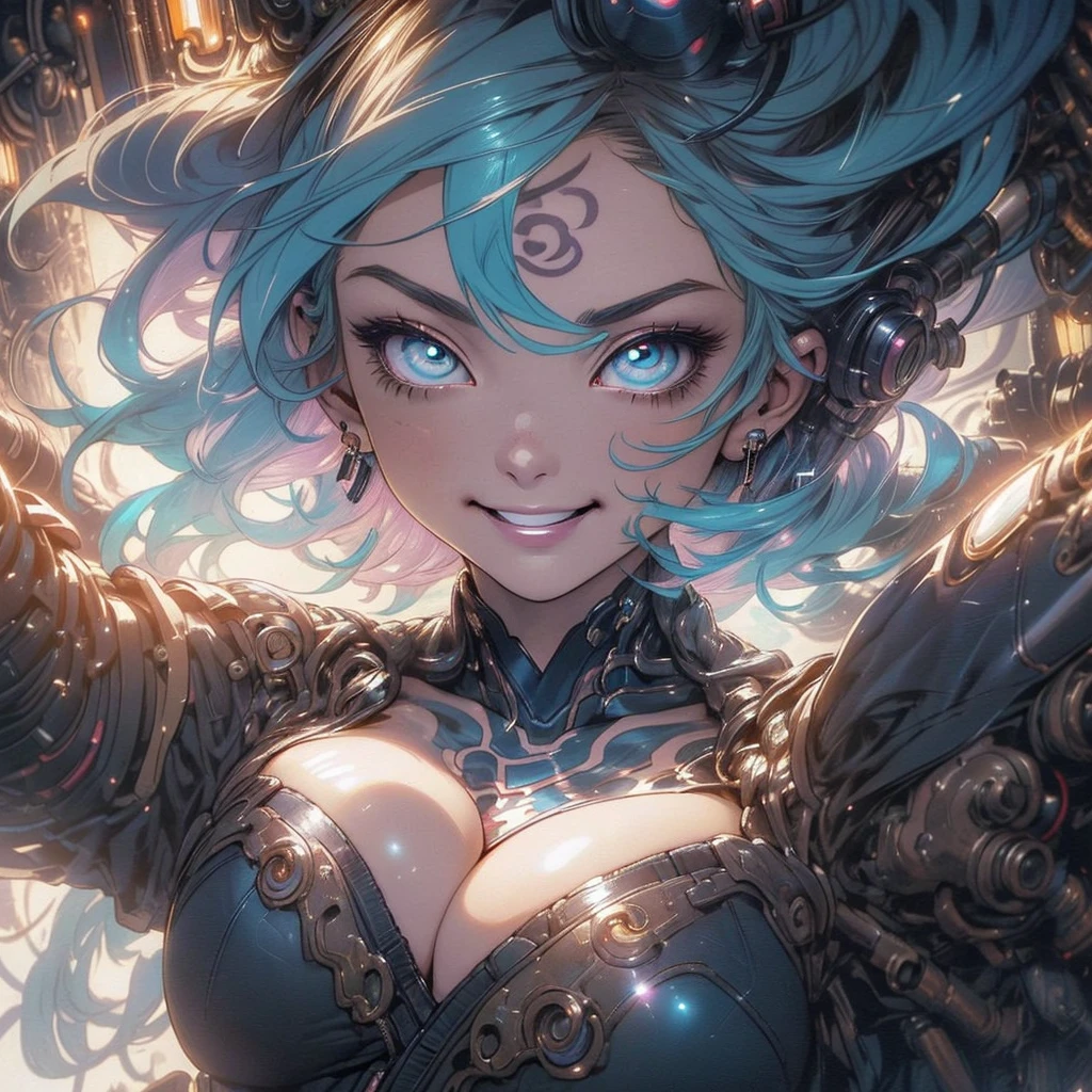 (((highest quality))),(((detailed eyes))),(((32k))),(1 girl),blonde,(tattoo),(cyber punk),kimono,((Luxurious and gorgeous)),Shiny skin,earrings,flashy,((Super beautiful woman)),(perfect face),Japanese sword,ultimate texture,official art,Ukiyo-e,stylish,photograph,perfect body,smile,Bewitching,(Highest image quality),distinct,real,fantasy,(Near the future),ninja,((perfect eyes)),((big breasts)),((cleavage)),highlight,挑発的なsmile,(stick out tongue),split tongue,((mechanical)),inflammation,(steampunk),thunder,light leak,