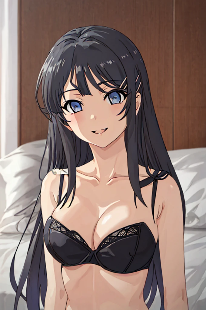 highest quality、muste piece、High resolution、solo、{sakurajima_touko_Kiyoharu Butarou:1.15}、long_hair、Black_hair、hair_ornament separation、Barrette、smile、＜＜red bra with frills、red panties with lace＞＞、sexy pose、shy、small breasts、full body standing、While looking at the BREAK viewer、 BREAK indoor、Bedroom、 BREAK(muste piece:1.2)、highest quality、High resolution、Unity 8K Wallpaper、 (An illustration:0.8)、(beautiful eyes:1.6)、extra thin face