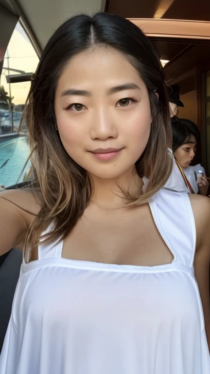 nua, Without bra, pelada andando para o Viewer na rua de Copacabana