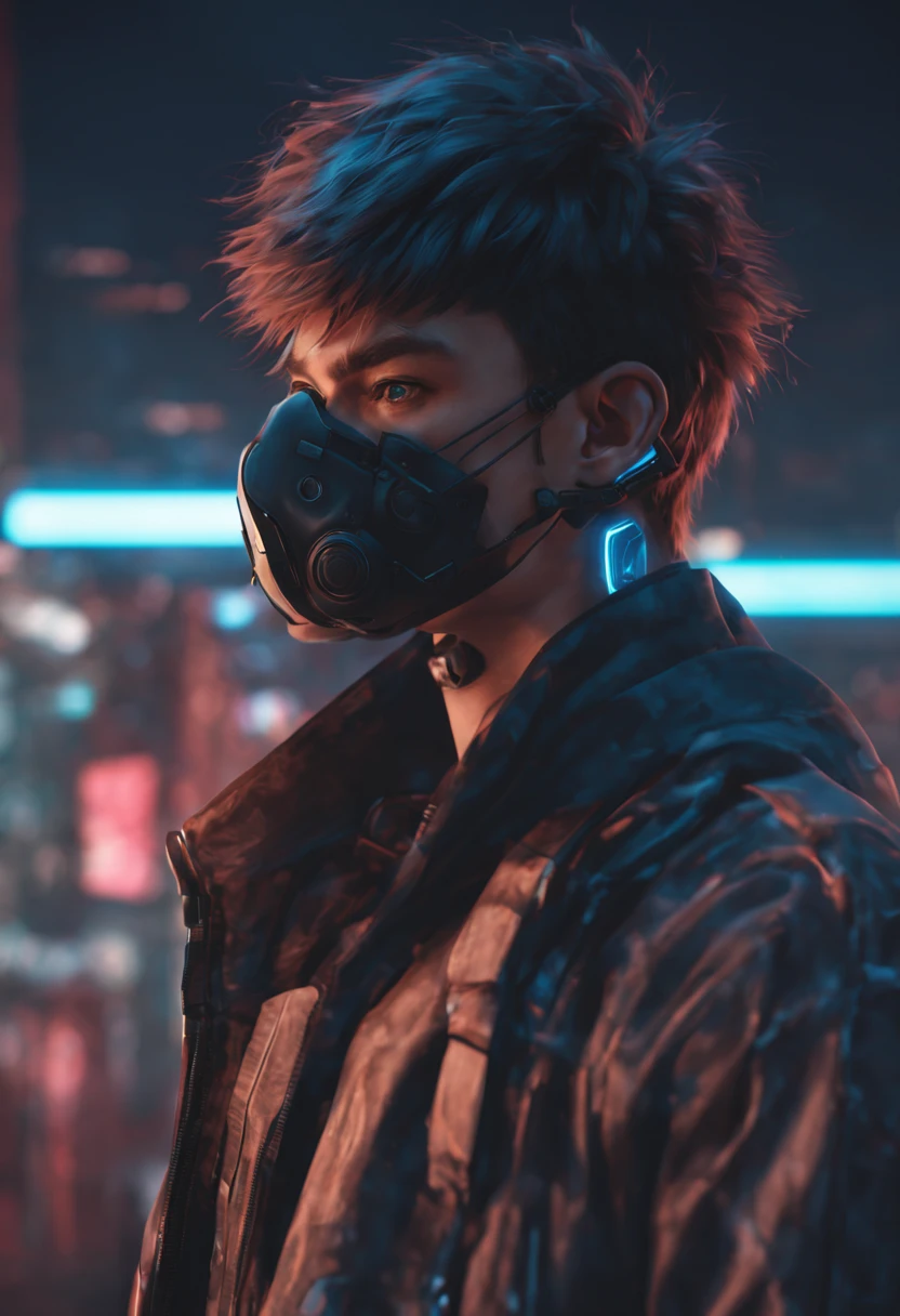 change background cyberpunk handsome boy,reailstic face, 8k, ultra realistic