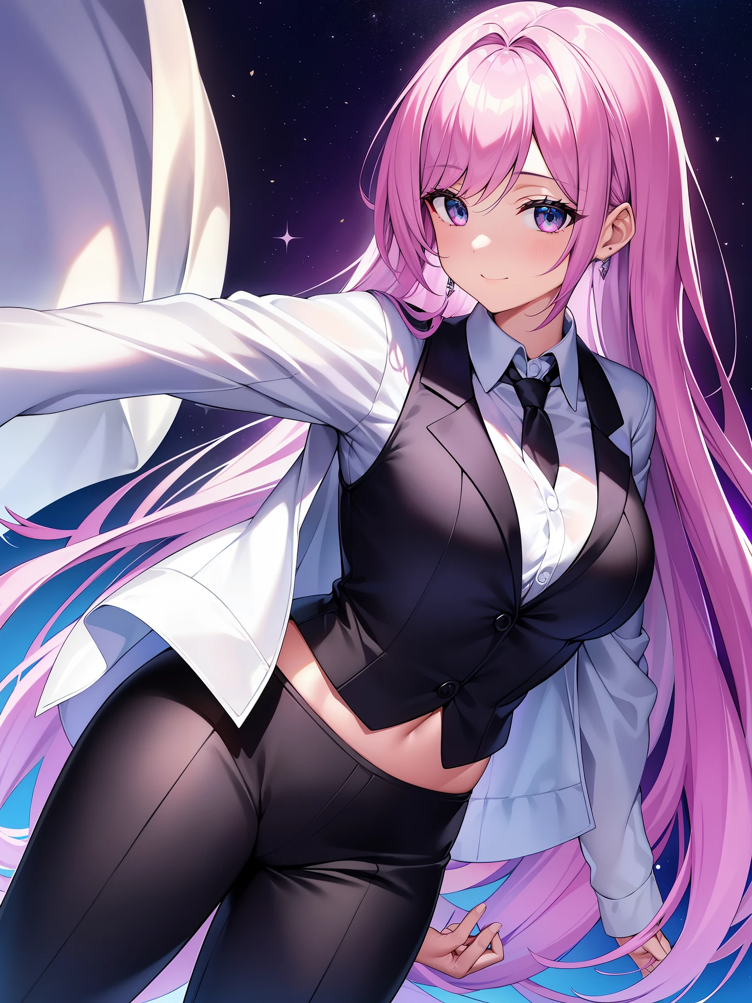 (Obra Maestra、Una chica hermosa、ropa camisa blanca、Black Wool Pants、corbata negra、La Mejor Caridad)、Close-up、fondo、Bright colors、highest quality、Detar Asombrosos、Arte Linear、de color azur、blacks、Rojo、Oscuro、cosmic terror、Dientes Puntiagdos、Songliend、Mara、Sarcastic smile、Malvada、Ojos Brillantes、horror、terrorism、cosmic terror、Sombra Realista、Ojos Brillantes Purales Enfocado En Sas Ojos、