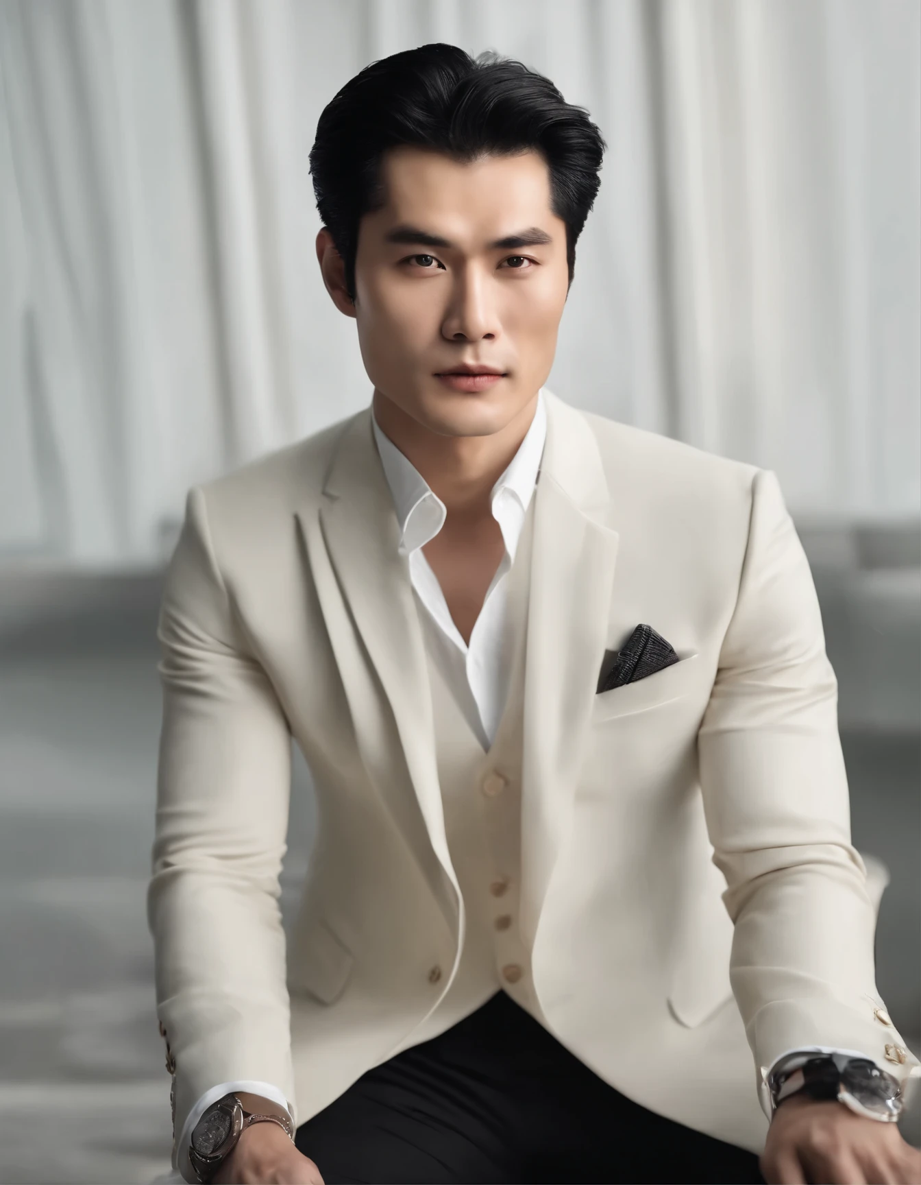 A real head portrait photo, (completely transparent face：1.37）,(Thick dark-haired Asian man in suit)，（bust portrait），（Chinese actor Hu Ge：1.2），Toned muscles，background：black，lifelike: 1.4 official art, Super detailed, Beautiful and beautiful, beautiful, masterpiece, best quality, 