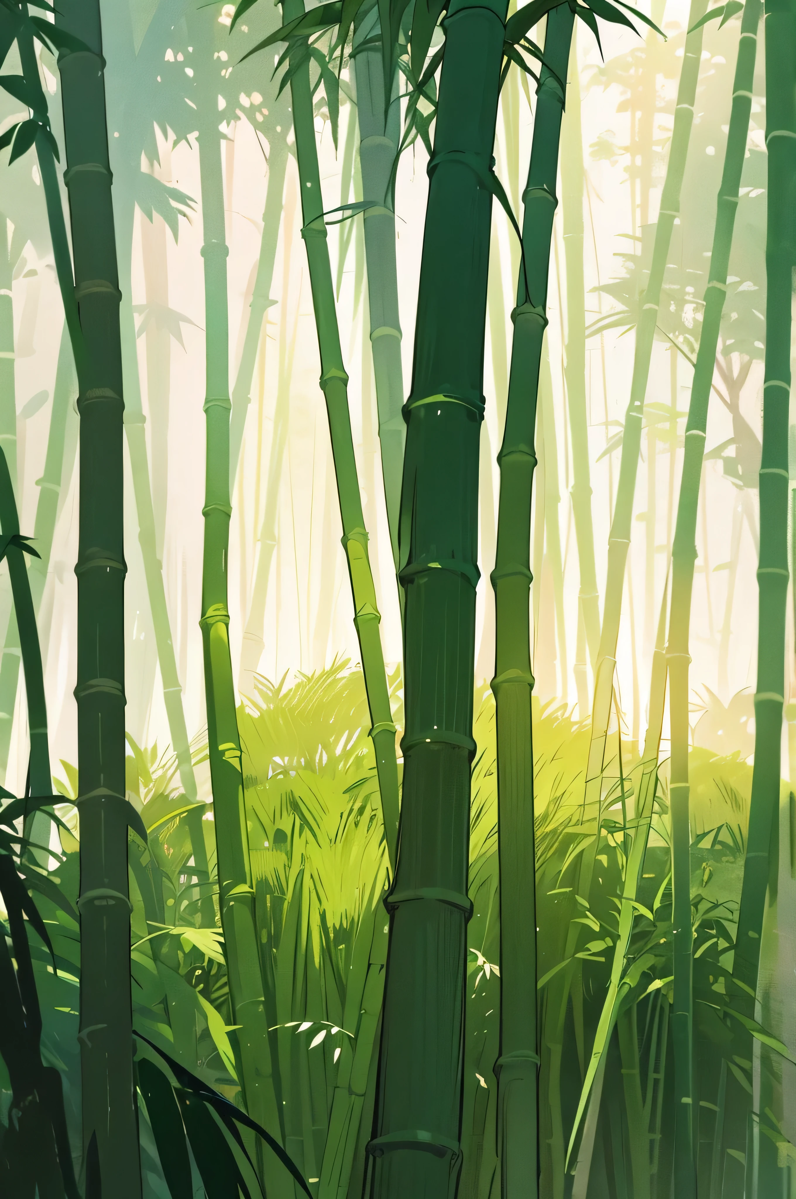 green bamboo forest, cielo diurno, camino de tierra, vista cercana, mucho verde, no humans