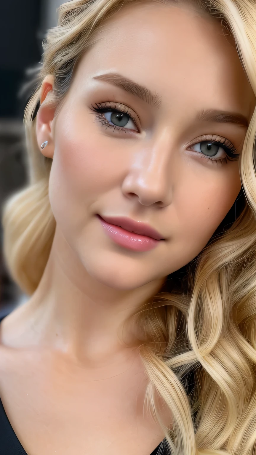 (((close up of face)))、Ultra-realistic Movie Master Pie with ultra-detailed primetime portraits, 最high quality, 8K, table top, Ultra HD), 1 female 38 years old、fashion supermodel, blonde curly hair、masterpiece, 最high quality, high quality, High resolution、(close up of face)、