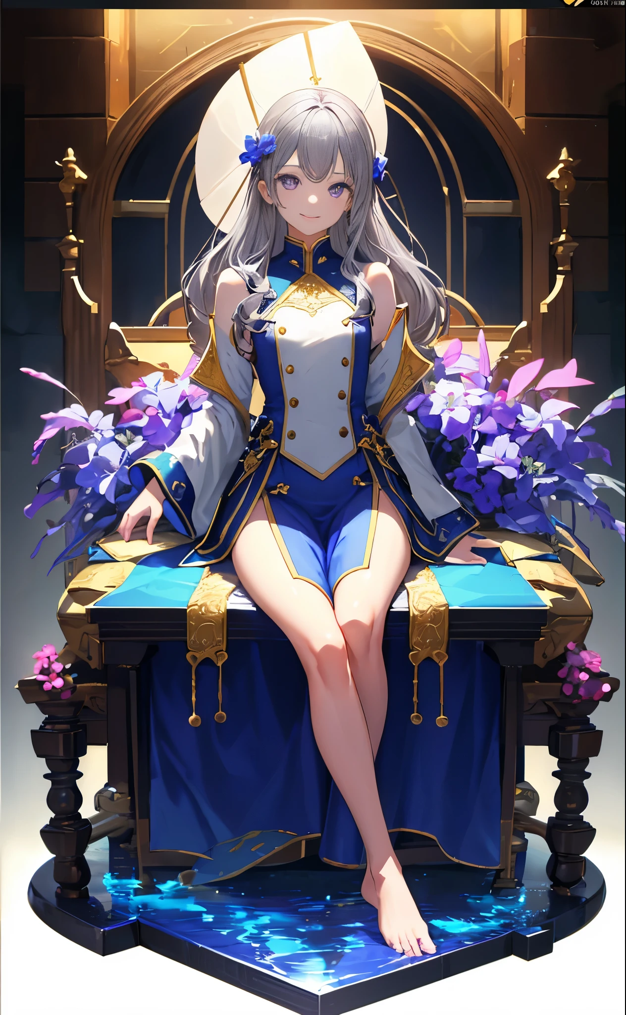 [(transparent background:1.5)::5],(((masterpiece))),(((highest quality))),(((very detailed))),figure, 1 girl,alone,Mysterious,Bright colors,shiny, in water透明の密閉半球ガラスdome, (gray hair),(purple eyes), whole body,barefoot,Quiet nature with long hair, Require,in water, dome,close,dynamic action,Lens perspective,(((Box configuration))),Sit cross-legged、Leaning against the bookshelf, volume lighting, Multicolor eyes, fine eyes, very detailed,light smile, very detailed, beautiful, small details, Super detailed, highest quality, Complex, 4K, 8K, Trending with ArtStation, excellent anatomy, beautiful lighting, award-winning,