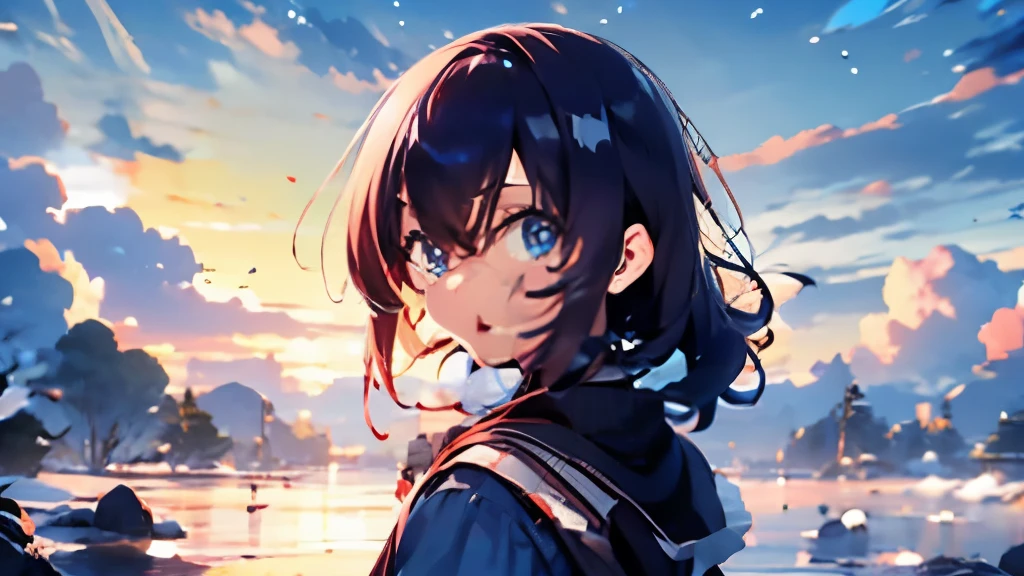 dawn、Wind景、null、sunset、High imagery、delicate、Wind、One student from behind、school uniform、dark blueジャケットを着た、Wearing a white shirt、dark blue、Gender、夜null、Shadow、future、null、Light、nullのみ、student jacket、delicate、high resolution