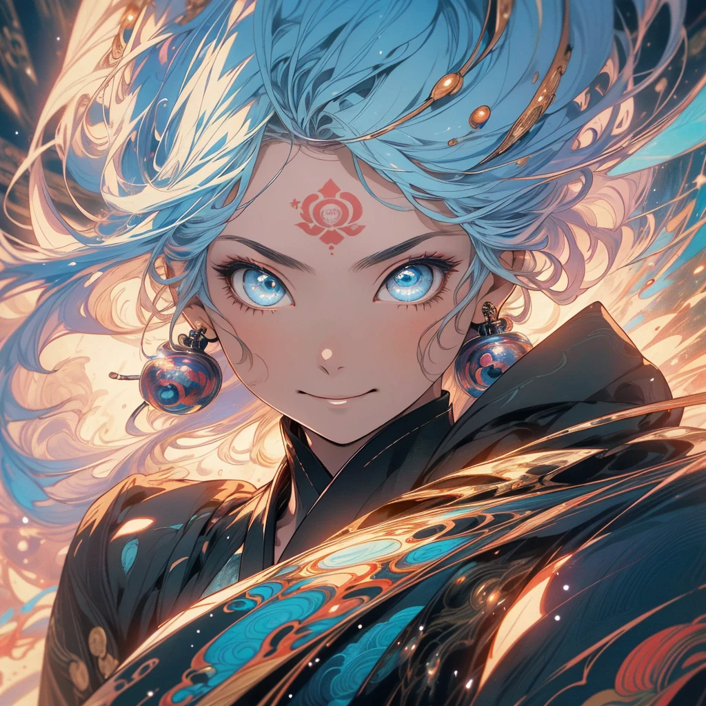 (((highest quality))),(((fine eyes))),(((32K))),(1 girl),Flashyな色の髪,(tattoo),cyber punk,kimono,((luxurious and gorgeous)),shiny skin,earrings,Flashy,((Super beautiful)),(perfect face),Japanese sword,ultimate texture,official art,Ukiyo-e,((stylish)),photograph,perfect body,smile,Bewitching,best image quality,super clear,genuine,fantasy,(Near the future),ninja,((perfect eyes)),big breasts,((Perfect cleavage)),highlight,挑発的なsmile,stick out tongue,Split tongue,Mechanical,mandala,Pouring rain,majestic,apotheosis,fractal art:(1.3),perfect lighting,