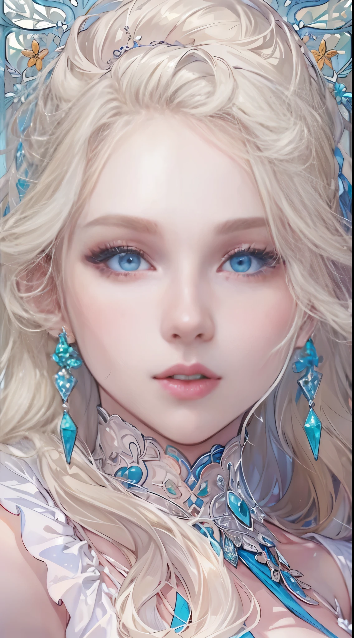 ((masterpiece)), highest quality, Super detailed, 8K, 超intricate details, intricate details, Beautiful woman, soft platinum blonde, clear blue eyes, White skin,