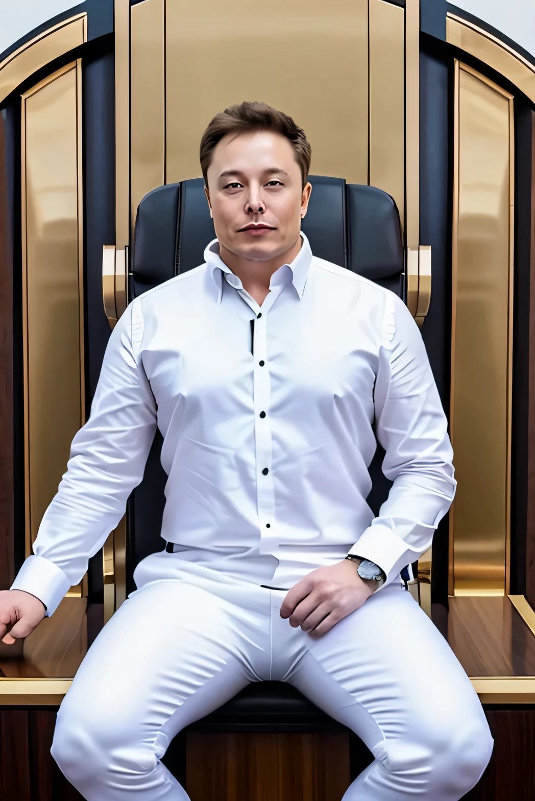 Elon musk, sentado em um trono, como se fosse um rei