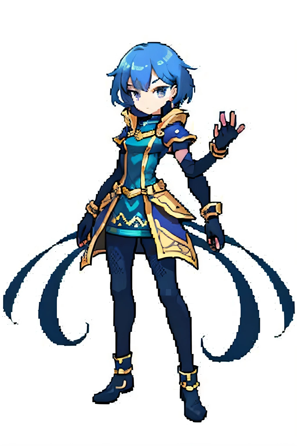 uma mulher com um vestido azul e uma blusa branca com longos cabelos grisalhos, ( ( character arte conceitual ) ), Conceito de personagem do Shadowverse, design de personagens de alta qualidade, inspirado no artista de personagens seniores, design de personagens de anime, rpg arte conceitual character, arte detalhada de personagem de anime, design detalhado de personagens, arte detalhada do personagem, personagem feminina de anime, character concept reference art, para isso + arte conceitual