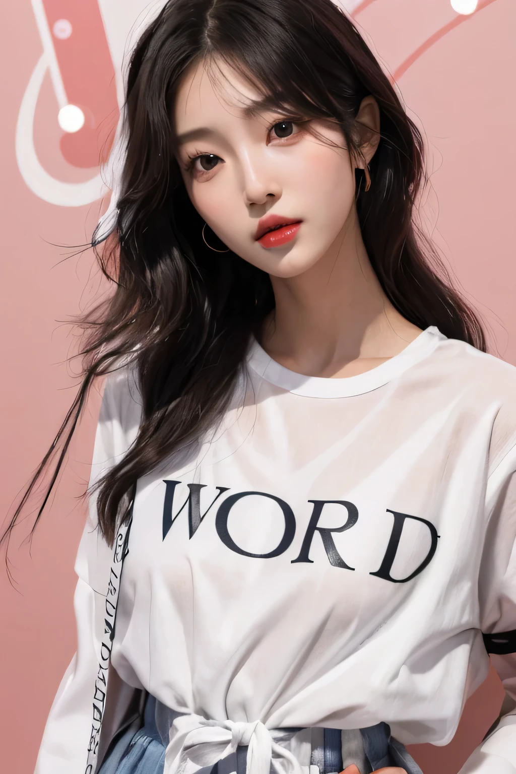 Arafed woman in white shirt and skirt standing in front of a mannequin, korean women's Modelo de moda, Modelo de moda, modelo de mujer, 2 0 2 0 moda, estilo de ropa informal, palabra, palabras, Estilo de WLOP, ulzzang, Guau, (colores rosados), modelado, linda mujer, material de alta calidad, muchacha coreana