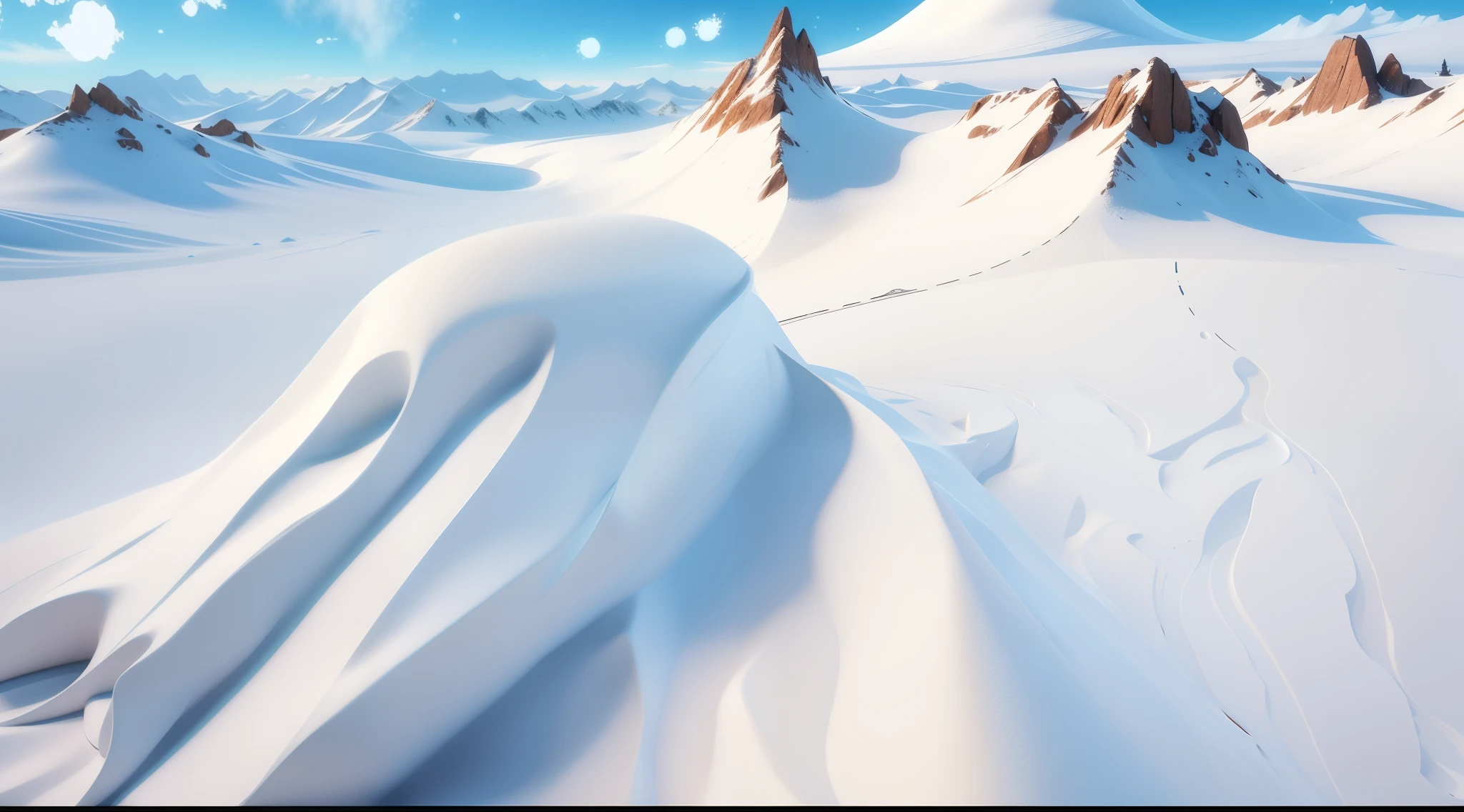 snowy mountain 3d cartoon, high resolution