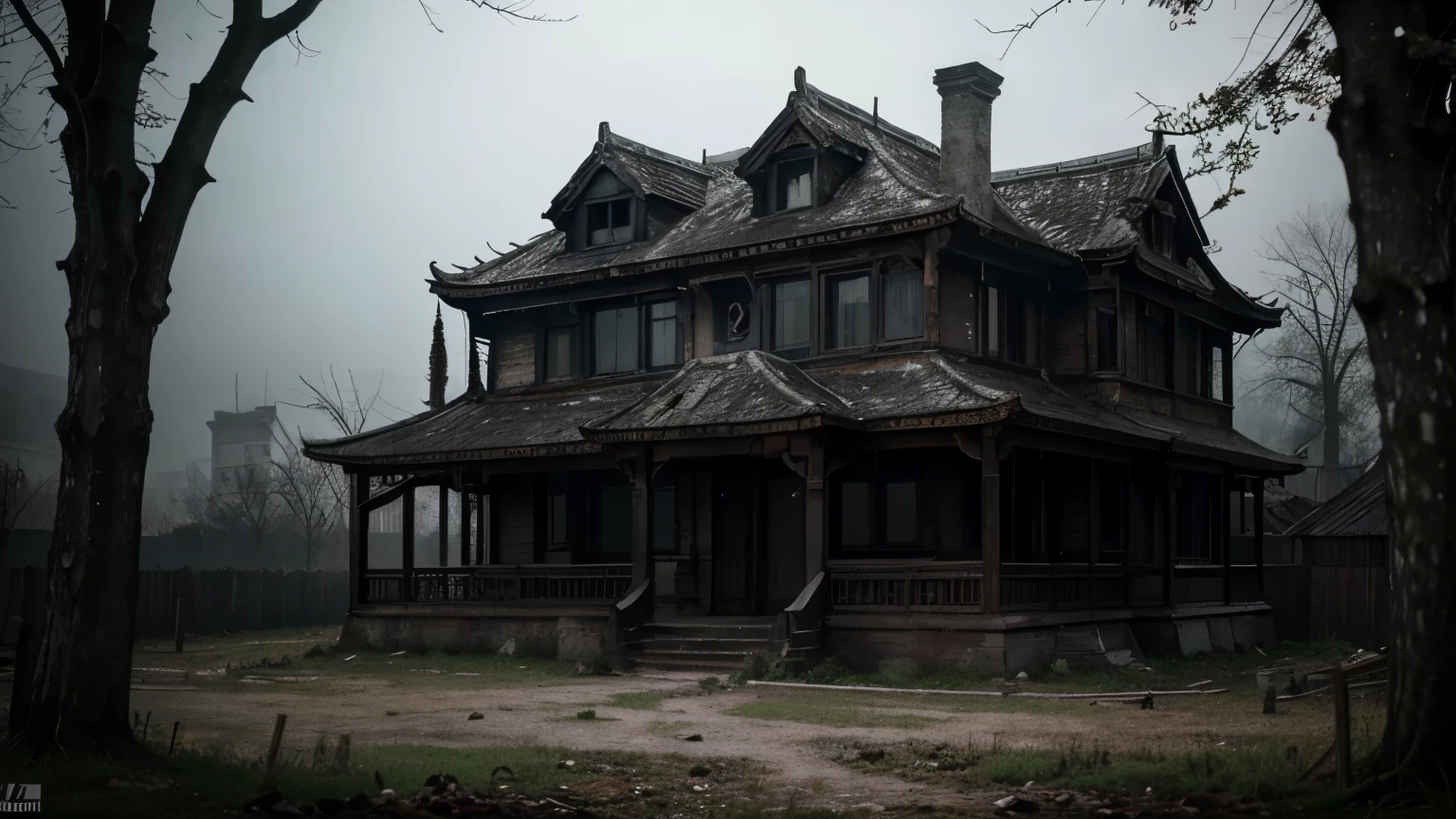 (best quality,4k,8k,highres,masterpiece:1.2),ultra-detailed,(realistic,photorealistic,photo-realistic:1.37),
eerie haunted house,
spooky, dark trees,
creature with red eyes on the rooftop,
vivid colors,
haunting atmosphere,
foreboding ambiance,
sinister shadows,
mysterious aura,
moonlit night,
strobing lights,
gloomy weather,
creepy architecture,
creaky wooden doors,
broken windows,
overgrown vines,
dilapidated walls,
long-abandoned structure,
desolate surroundings,
unsettling silence,
uneasy stillness,
gothic design,
ominous presence,
intense shadows,
whispering winds,
haunting melodies,
hazy moonlight,
bleak landscape,
eerie fog,
chilly sensation,
spine-chilling experience,
hauntingly beautiful.
注意:这是一份详细的prompt,是为了更好地描述所需图像的细节。你可以根据需要进行修改和调整,但确保所有的元素都在prompt中。