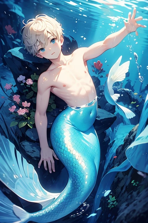 mermaid、Merman、young、delicate、Slender、whole body