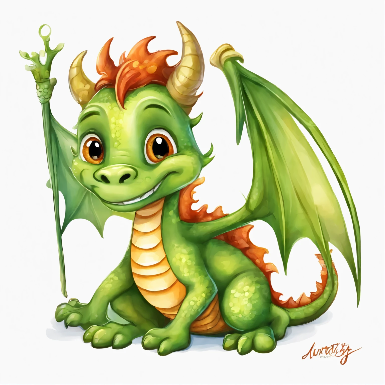 (cute little European dragon:1.5),Charakter-Design, Aufkleberdesign, (Karikatur:1.3),(Chibi:1.2),(Pixar-Stil:1.2),(Sweet expression:1.1),(Big eyes:1.1),(Aquarell:1.1),(separated from the white background:1.1)