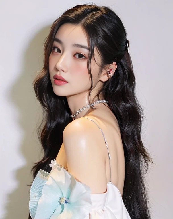 um close up de uma mulher com longos cabelos pretos usando um vestido branco, Bae Suzy, Jinyoung Canela, Sha Xi, Xision Wu, Gongbi, Ruan Jia Lindo!, jia, Jaeyeon Nam, Lulu Chen, por Ni Tian, Wenfei Ye, Xintong Chen, tzuyu de duas vezes, gemma chen, Yanjun Chengt