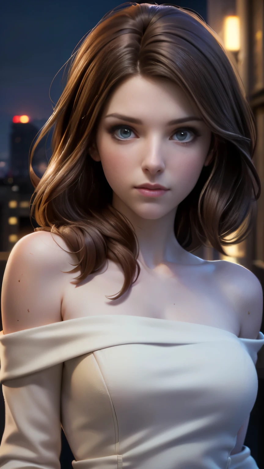 photo of Anna Kendrick, RAW, beautiful woman, ((portrait)), ((detailed face:1.2)), ((detailed facial feature, detailed skin, clear skin), (perfect proportioned body), (wearing a one shoulder dress) (high detailed city environment, apartment balcony), (realistic photo, best quality, detailed), (8k wallpaper), (cinematic lighting, dramatic lighting) (sharp focus, intricate)