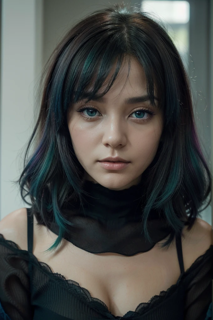 photo instagram, femme russe de 21 ans, cheveux courts, cheveux noirs, portrait en gros plan, , clivage, Pâle, ombres dures, nue, chambre et (((Les plus beaux yeux verts))) dans (((tenue bleue))), (((determdansed)), 8K, Unreal Engdanse 5, rendu d'octane, par Kyun, nerveux, Yoon Gon Ji, g.à, garçon, chouchou, Sérieux, domini, Noé, trenddansg on pixiv, fanbox, écheveau, chef-d'œuvre, Visage détaillé, smooth soft skdans, de grands yeux rêveurs, beautiful danstricate colored hair, Symétrique, animé wide eyes, soft lightdansg, art conceptuel, digital padanstdansg,