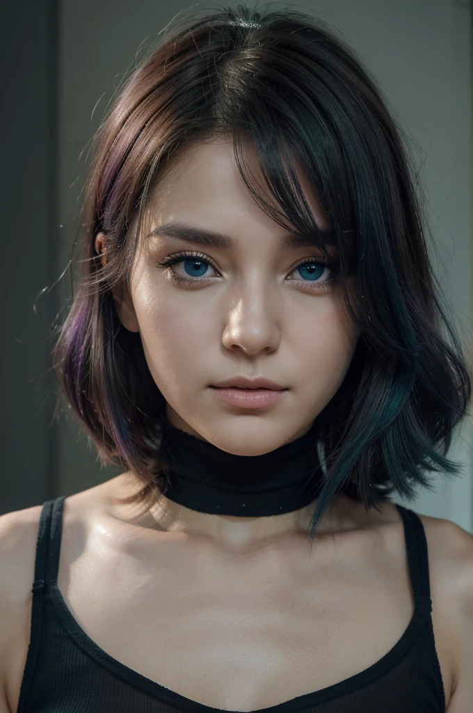 photo instagram, femme russe de 21 ans, cheveux courts, cheveux noirs, portrait en gros plan, , clivage, Pâle, ombres dures, nue, chambre et (((Les plus beaux yeux verts))) dans (((tenue bleue))), (((determdansed)), 8K, Unreal Engdanse 5, rendu d'octane, par Kyun, nerveux, Yoon Gon Ji, g.à, garçon, chouchou, Sérieux, domini, Noé, trenddansg on pixiv, fanbox, écheveau, chef-d'œuvre, Visage détaillé, smooth soft skdans, de grands yeux rêveurs, beautiful danstricate colored hair, Symétrique, animé wide eyes, soft lightdansg, art conceptuel, digital padanstdansg,