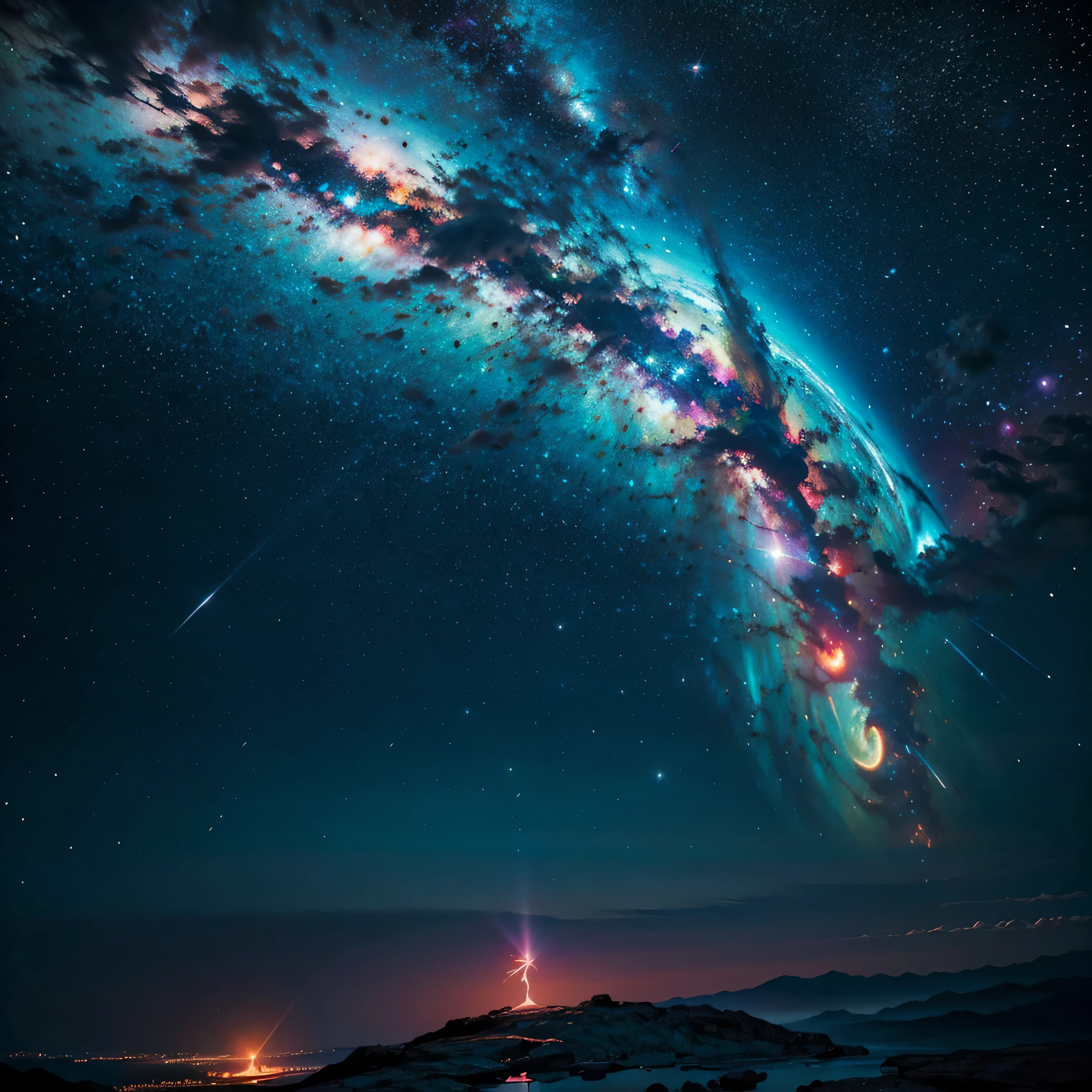 Hyper Vibrant Nebulae Octans by_Mappa Spacious Starry_sky Borealis ((ðSunset epic sunshine parabolic sunrise Rain_Color Colorful_liquid_on_naked_body:1.3 Colorful_body Colorful_ink_on_hair:1.2 Rainbow Abundant_colorful_liquids White_liquid fullbodye wet_Color_liquid)) In the vast expanse of the cosmos, a breathtaking image unfolds before your eyes. In the heart of a starry galaxy, vibrant nebula dance and swirl, their ethereal colors blending and intertwining. The scene is a symphony of cosmic beauty, with tendrils of interstellar dust and gas reaching out into the void. The stars shine with an otherworldly brilliance, illuminating the cosmic tapestry that stretches across the vastness of space. It is a visual feast for the senses, an awe-inspiring glimpse into the wonders of the universe. BREAK,Detailed,Realistic, highly detailed digital art,octane render, bioluminescent, BREAK,by Mappa studios,masterpiece,best quality,official art,illustration,ligne claire,(cool_color),perfect composition,absurdres, fantasy,focused,rule of thirds masterpiece meticulously intricate ð deep path equirectangularðĄ ultra_high-details extreme improved ultra_high-quality ultra_high-res ultra_photo-realistic optimal ultra_sharpness perfection accurate volumetric SunLight Lightning_contrast global_illumination cgi vfx sfx reflex Octane_rendered ultra_high-def UHD XT3 DSLR HDR romm rgb pbr 3dcg fxaa blu-ray vivid colors-coded anti-aliasing fkaa txaa rtx ssao opengl-shaders glsl-shaders post-processing post-production cell-shading tone-mapping âĪluminescence ðglow ðĐHeart hearth Crystalline butterfly earth invoke monarch magic fleuraison monster monstrous creature sundrop slide onyx summon transparent ruby Earth hearth bloom flash Tourmaline opal strange glow hole reflection varies multi etc. --s 1000 --c 20 --q 20 --chaos 100